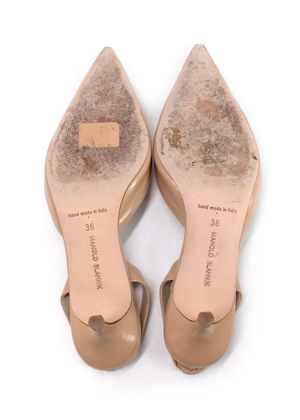 Preowned Manolo Blahnik Carolyne Slingback Pumps Size 36 Nude leather