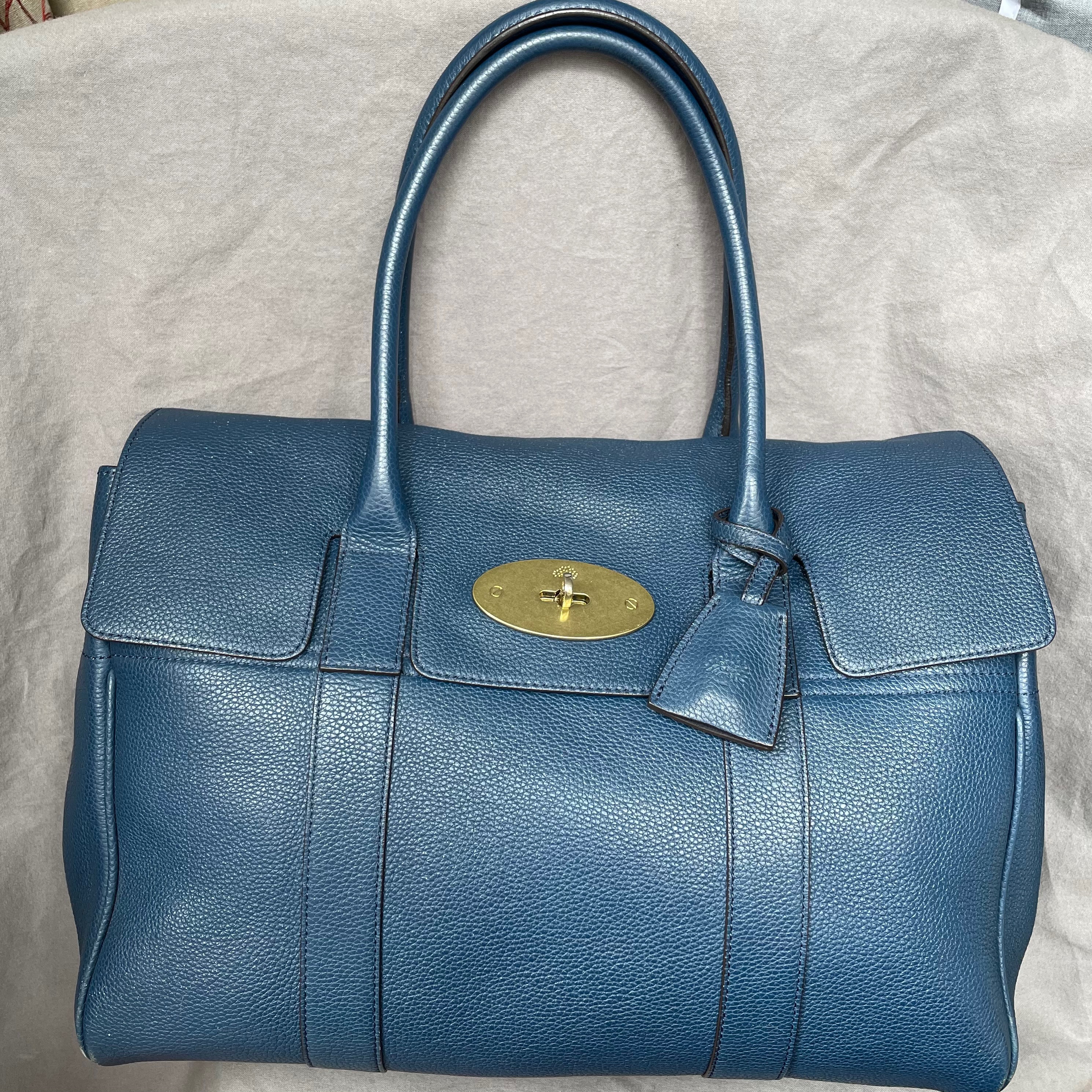 Preowned Mulberry Blue leather Bayswater tote bag