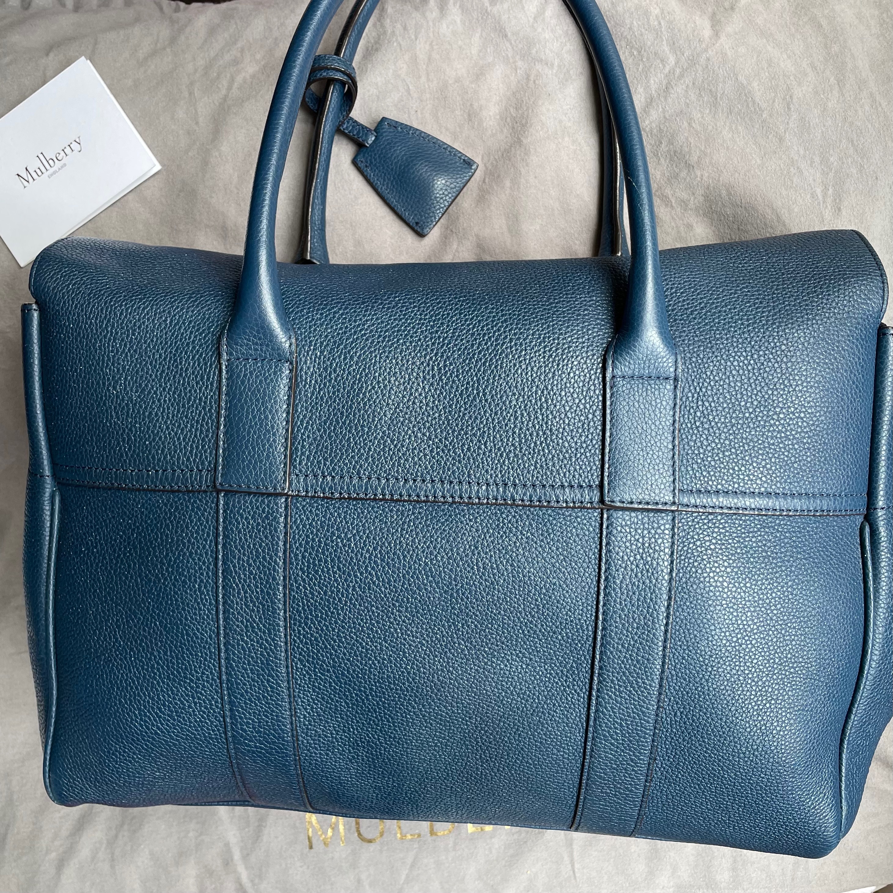 Preowned Mulberry Blue leather Bayswater tote bag