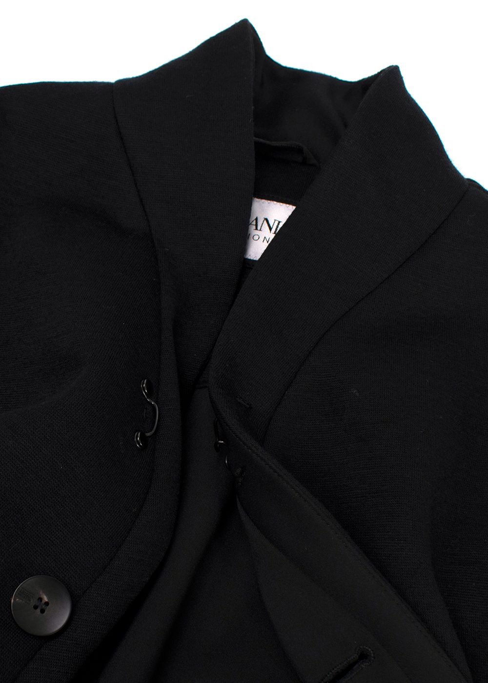 Men's Armani Black Collarless Wool Blend Jacket Size XL polyester/wool