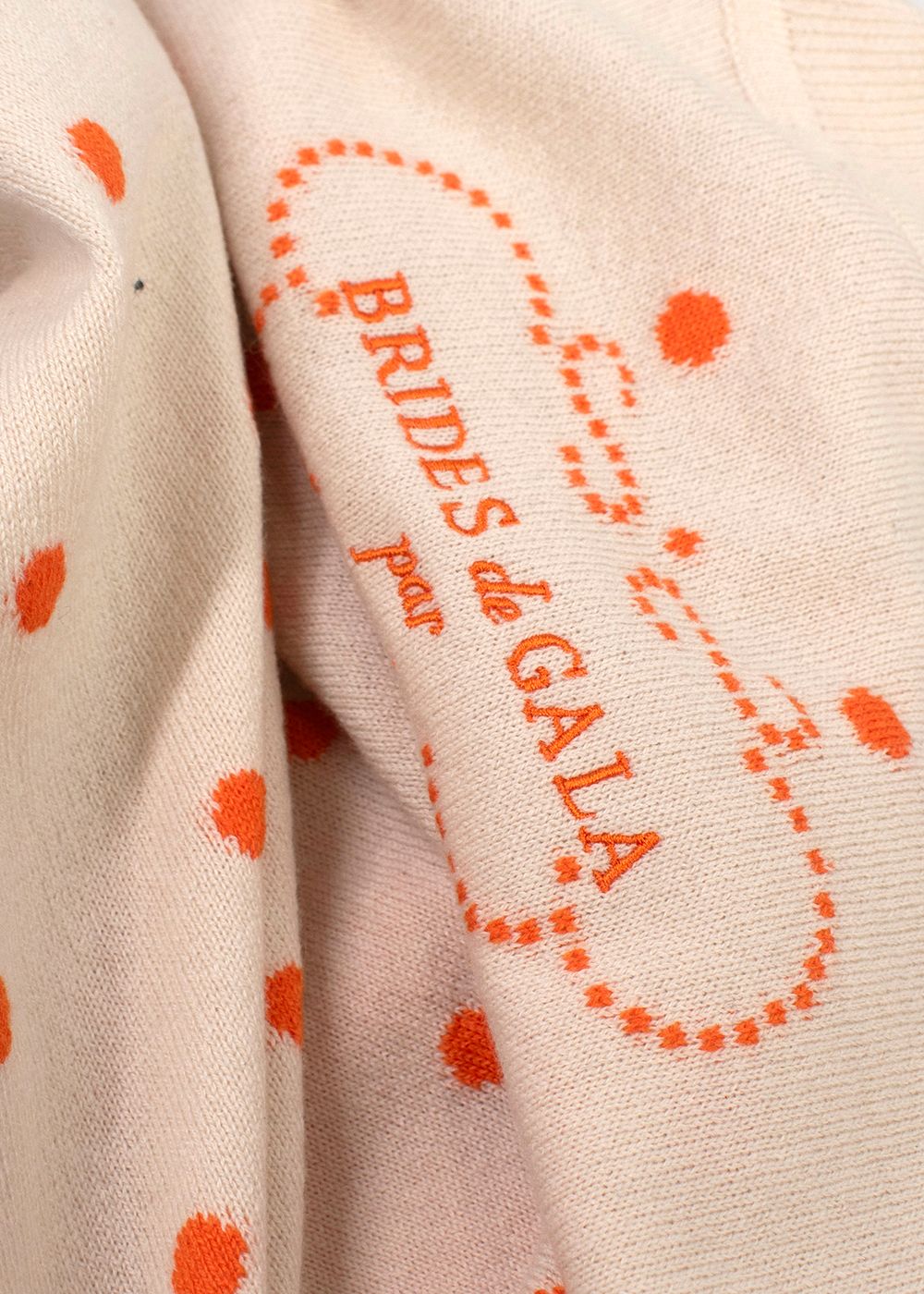 Hermes Beige 'Brides De Gala'  Short Sleeve Cashmere Blend Jumper Size L beige orange