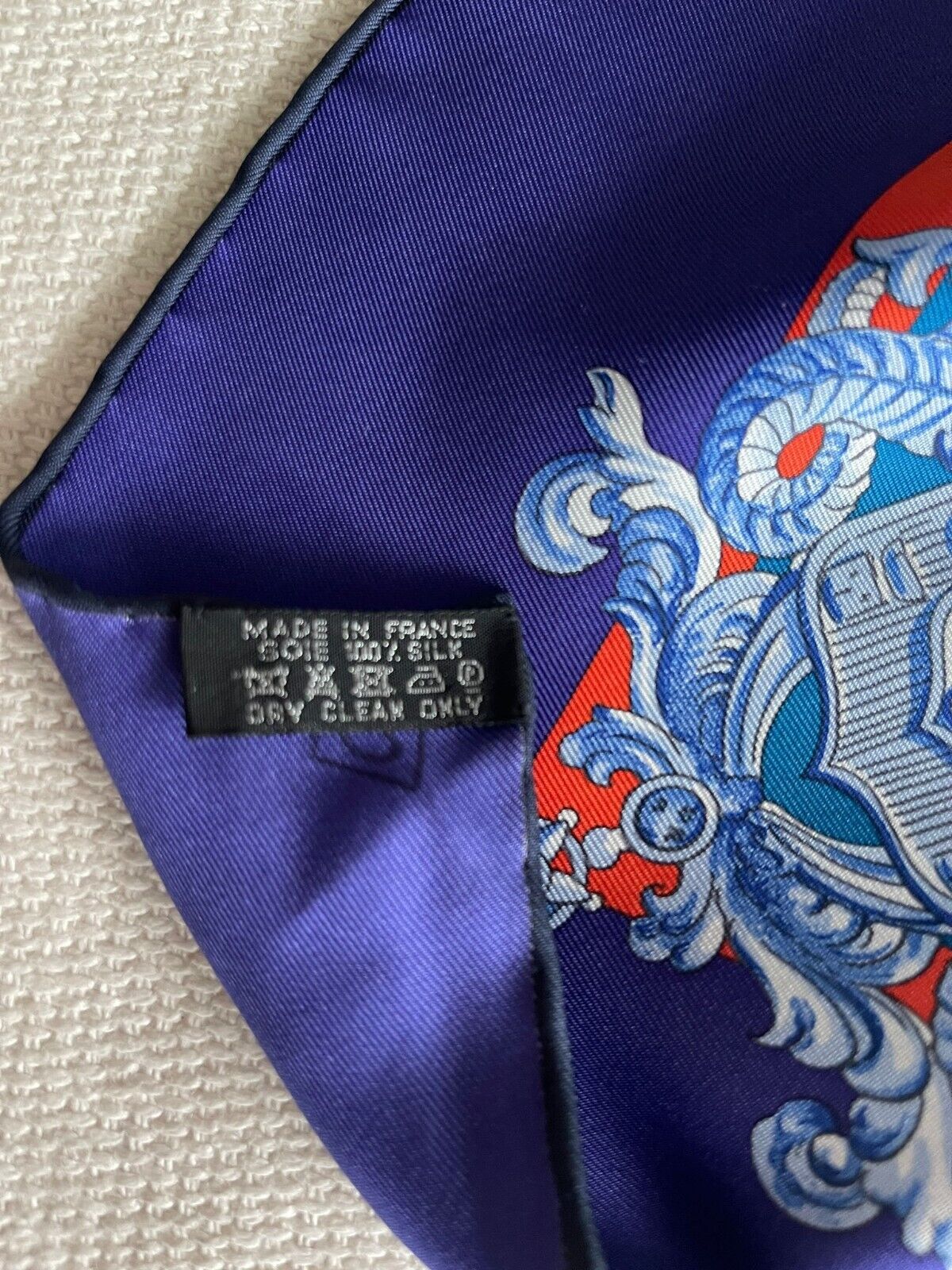 Hermes Sold Out Harnais De Cour Silk Scarf 90 violet/cobalt/marine