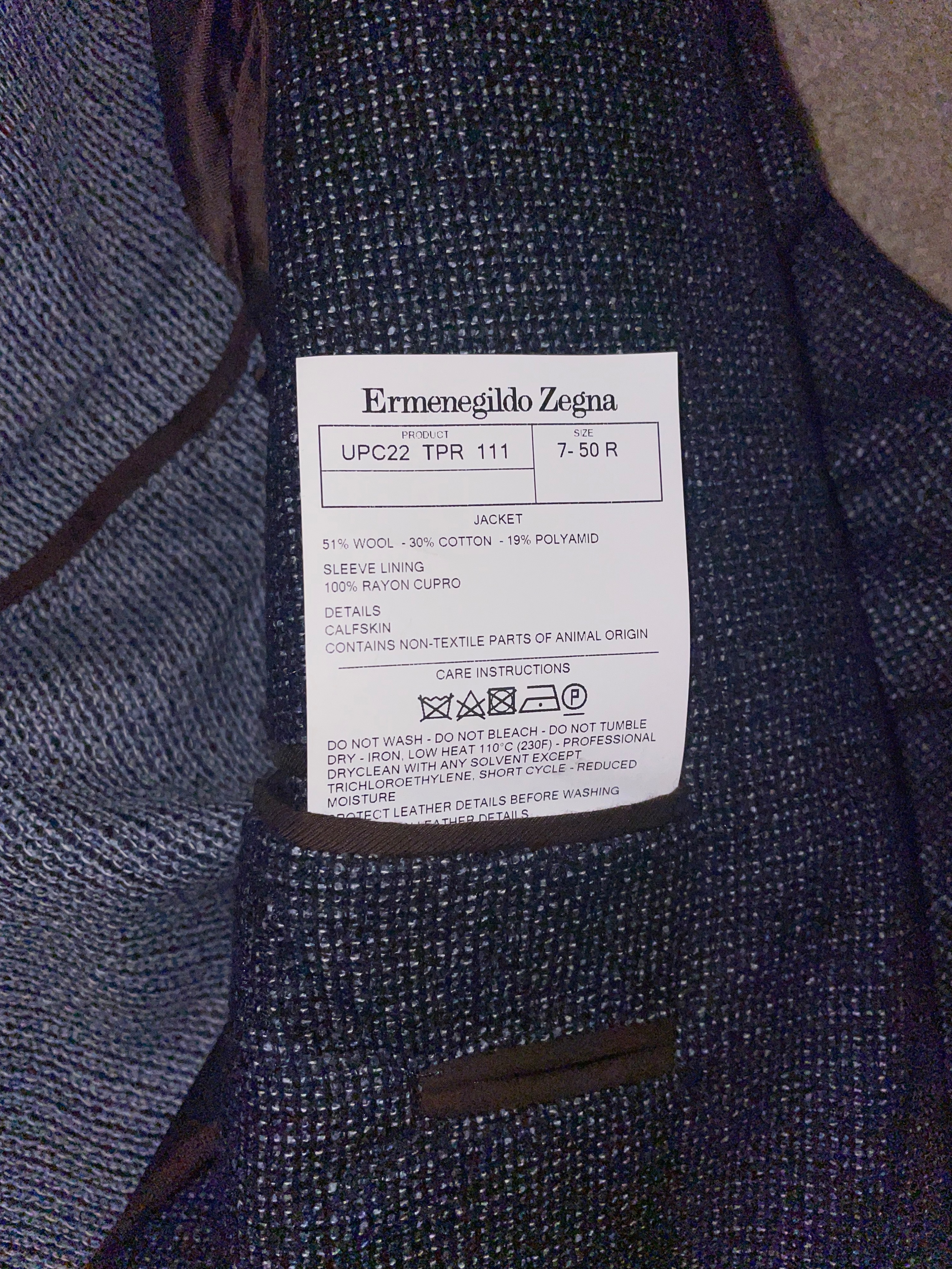 Ermenegildo Zegna Blue Single Breasted Blazer Size L