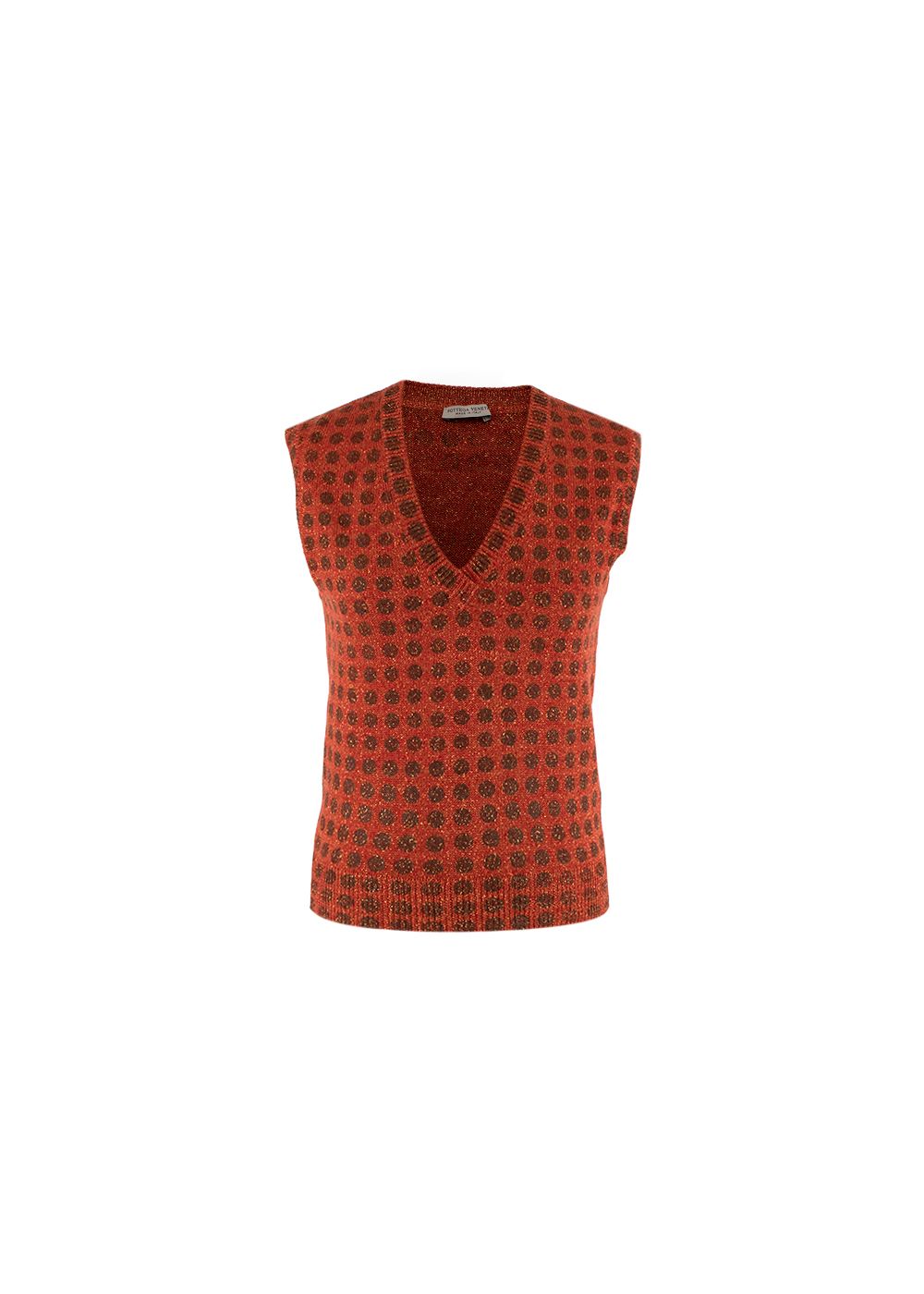 Bottega Veneta orange polka-dot lurex vest Size XS wool