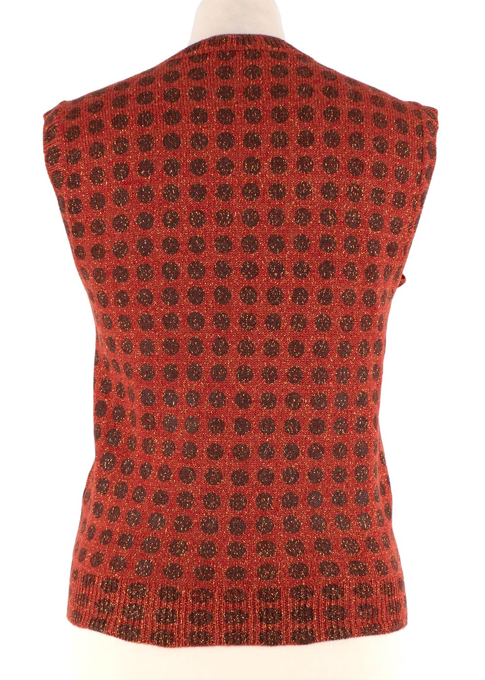 Bottega Veneta orange polka-dot lurex vest Size XS wool