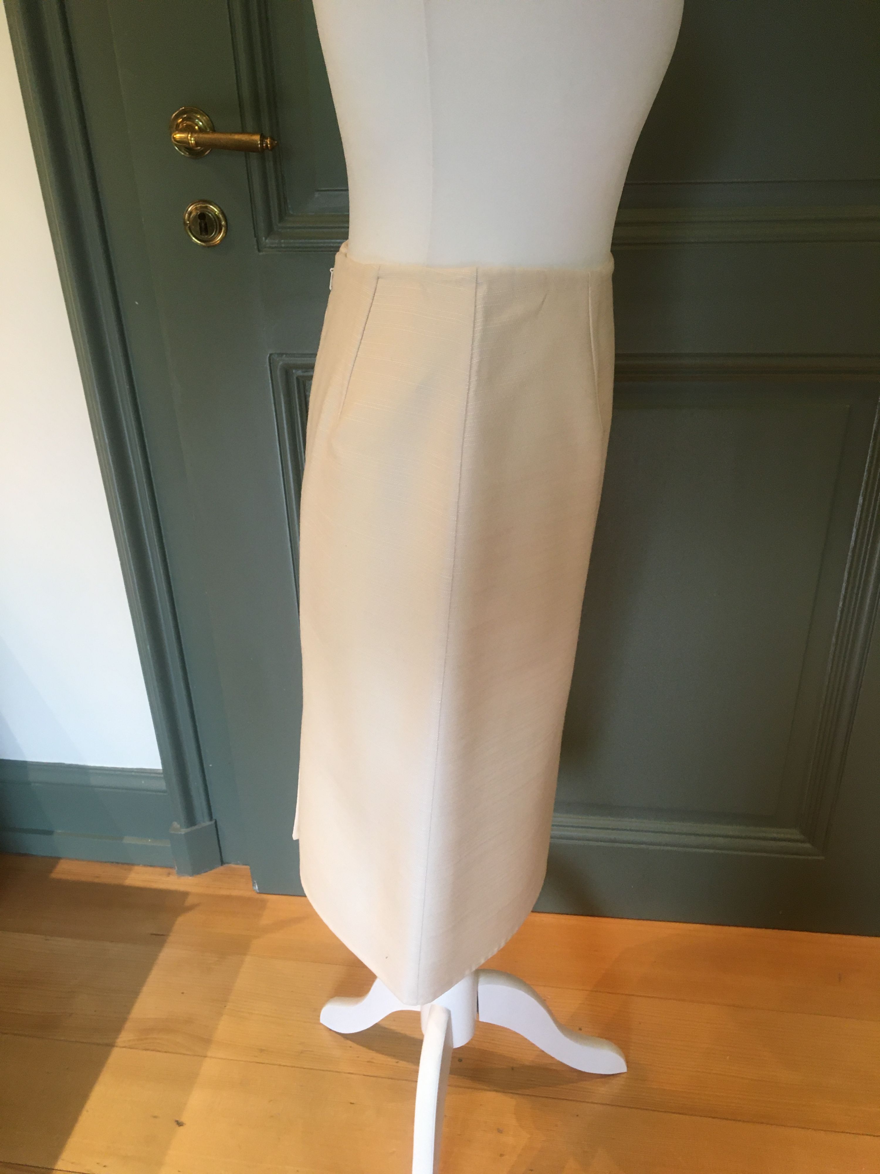 Dior Cream Silk Blend Pencil Skirt Size S silk/wool