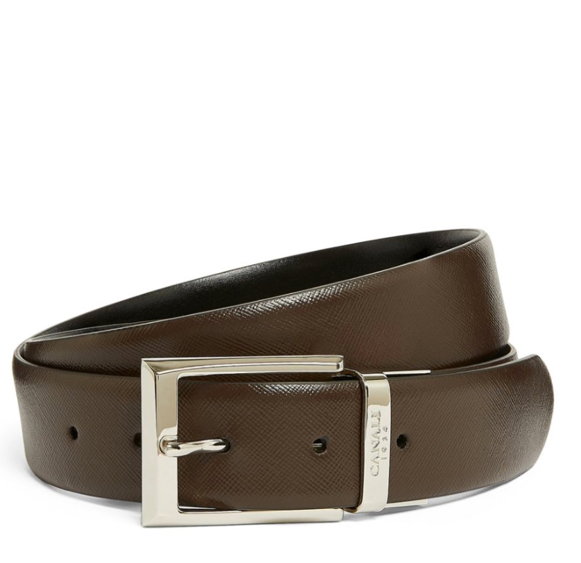 Canali Black and Brown Reversible Leather Belt Size M