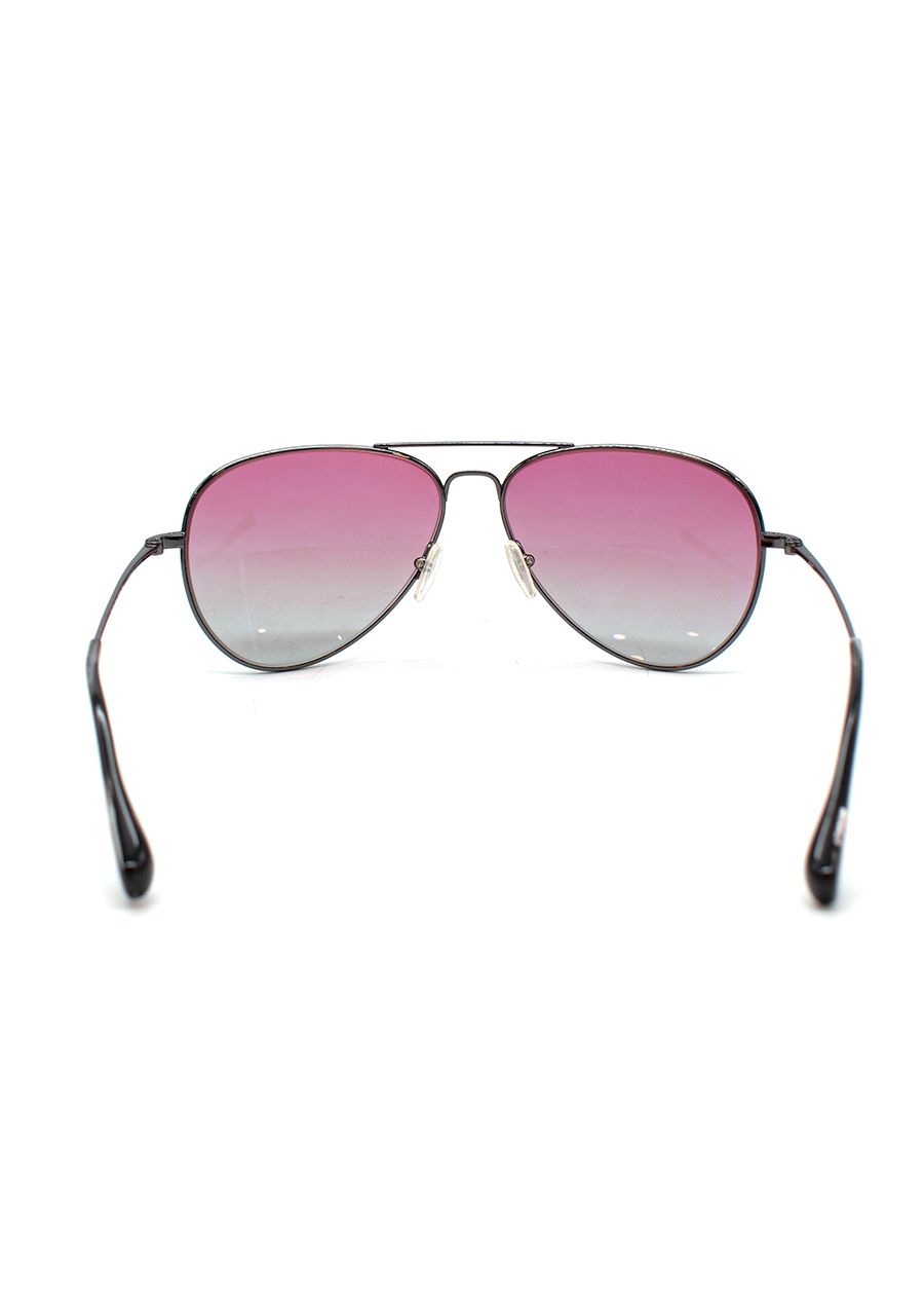 Preowned Salt Pink Lens Aviator Sunglasses Black acetate