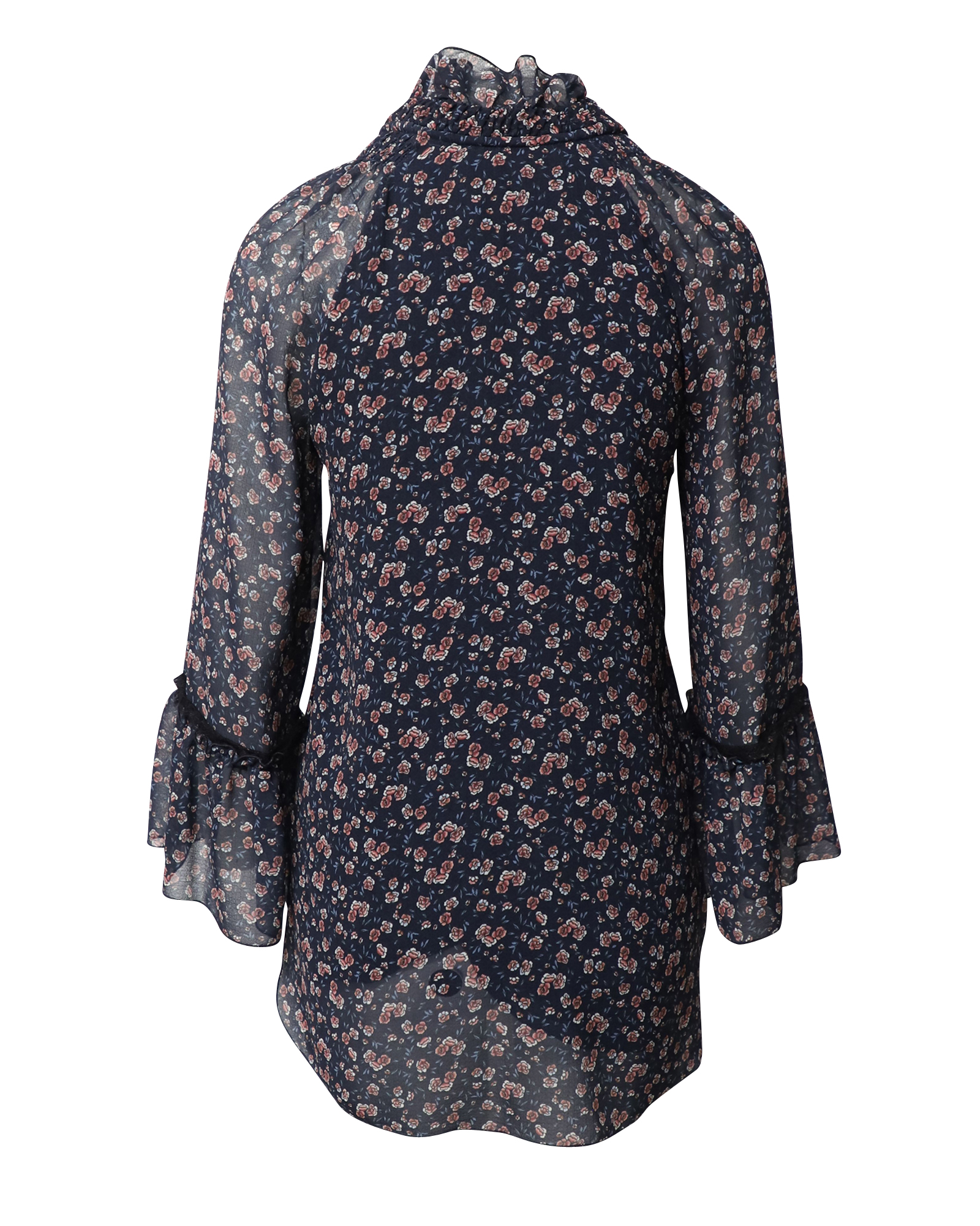 Preowned Chloe Black floral georgette blouse Size XS polyester