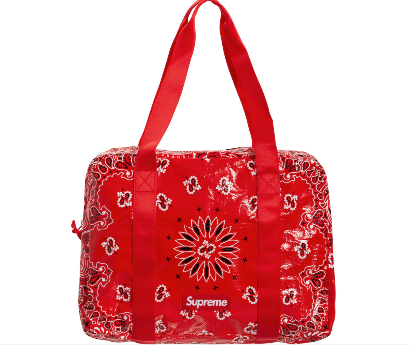 Men's Supreme Red Bandana Small Tarp Duffle Bag red white polypropylene