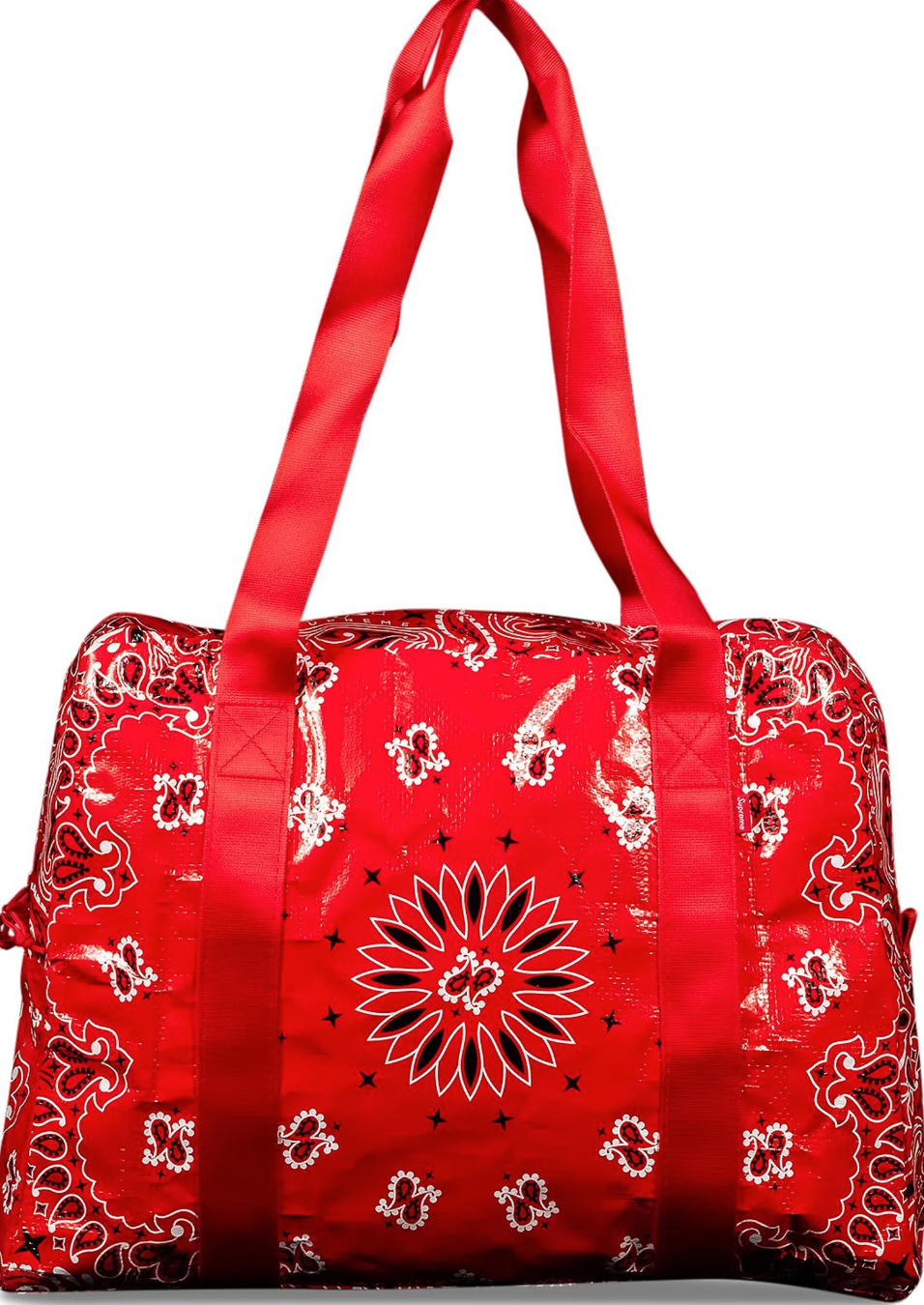 Men's Supreme Red Bandana Small Tarp Duffle Bag red white polypropylene