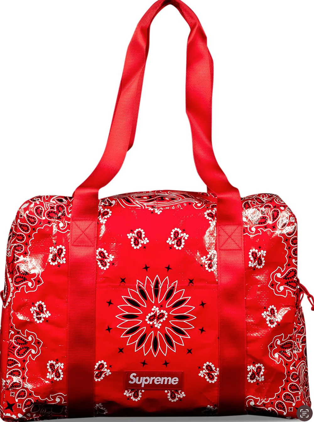 Men's Supreme Red Bandana Small Tarp Duffle Bag red white polypropylene