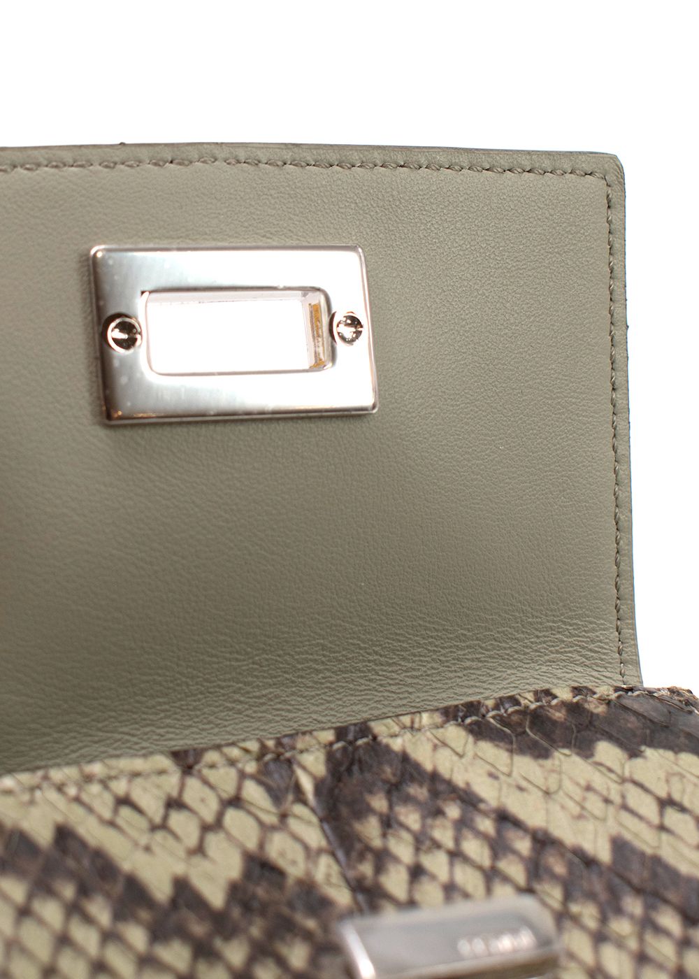 Fendi Peekaboo Micro Trifold White Elaphe Wallet Green exotic leather