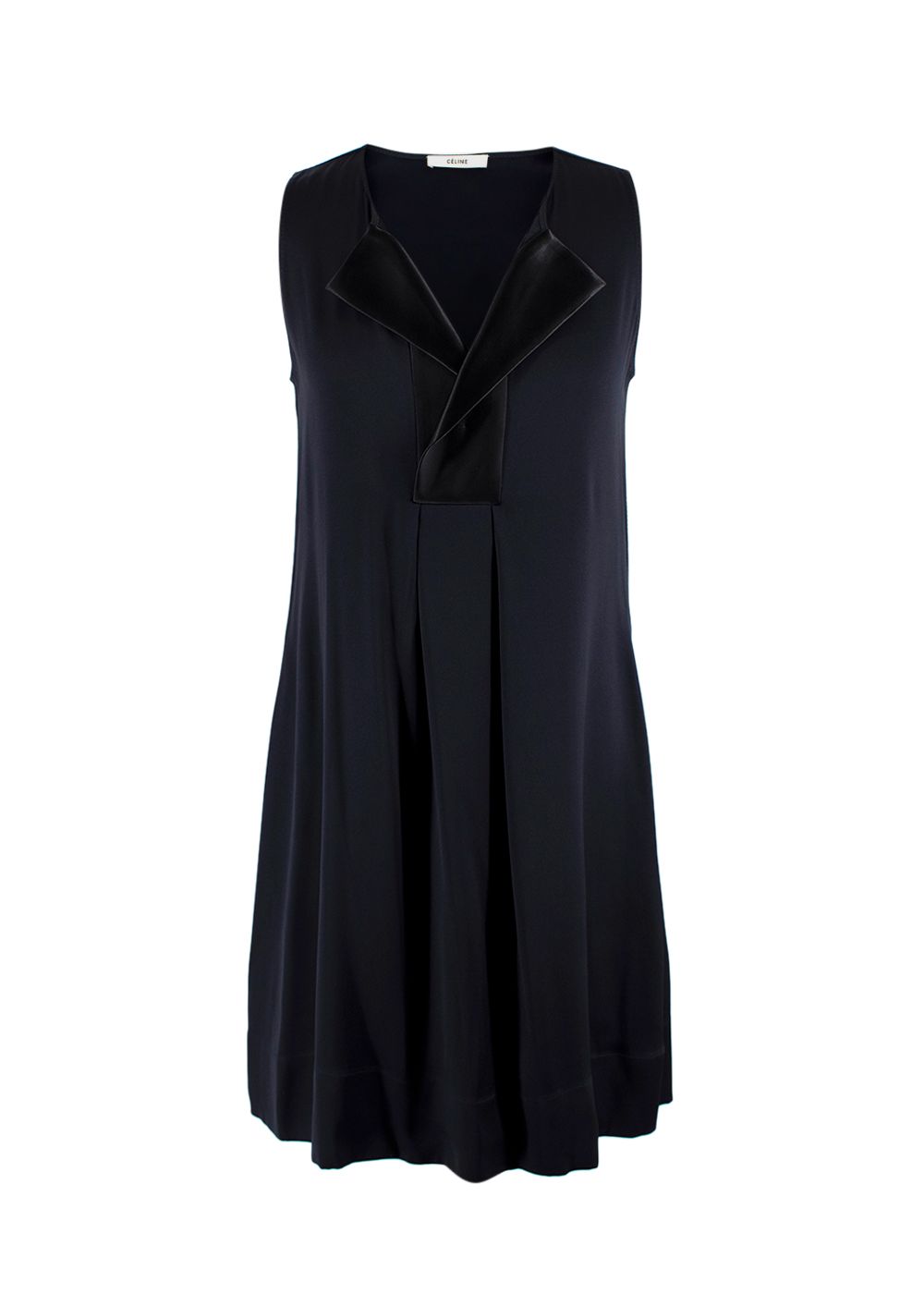 Celine Black Silk Contrast-lapel Mini Dress Size XS