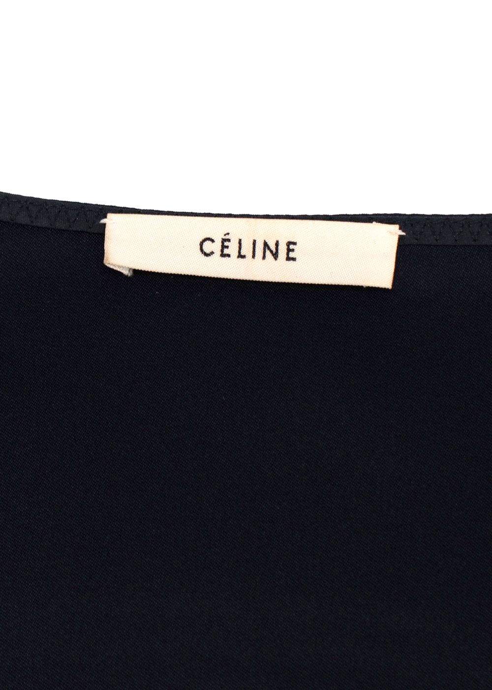 Celine Black Silk Contrast-lapel Mini Dress Size XS