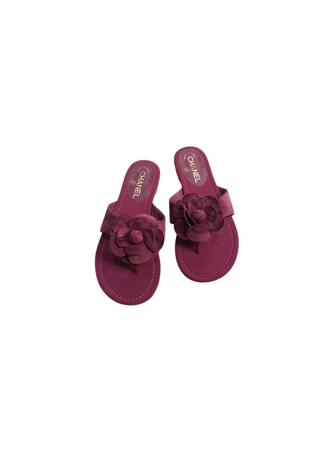 Preowned Chanel Suede Camellia Slides Size 375 Other