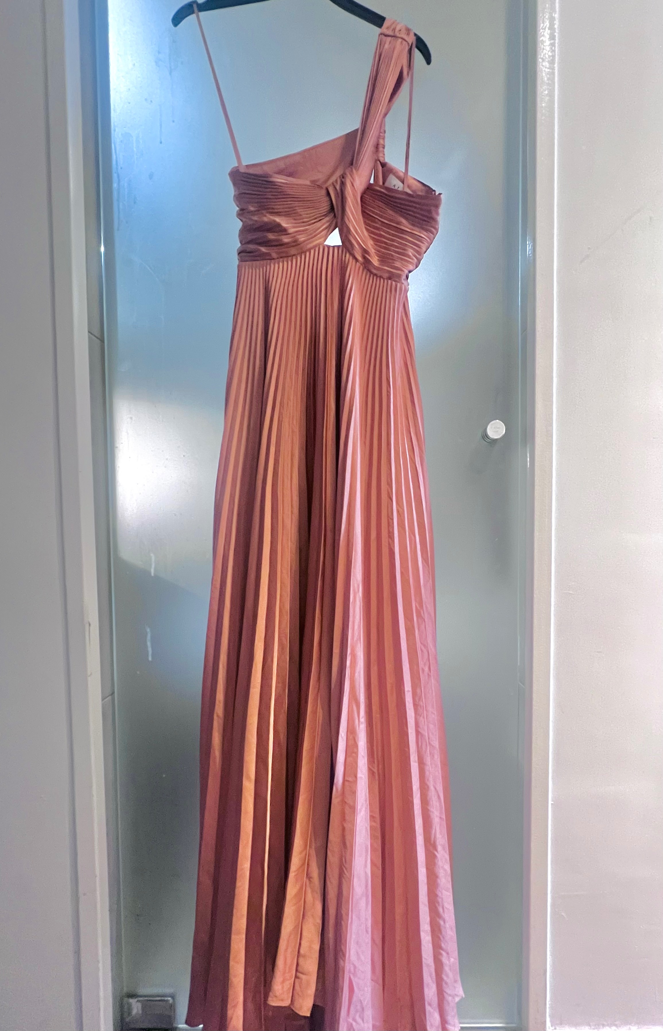 ALC Nessa Asymmetric Pleated Gown Size M red-orange colour polyester