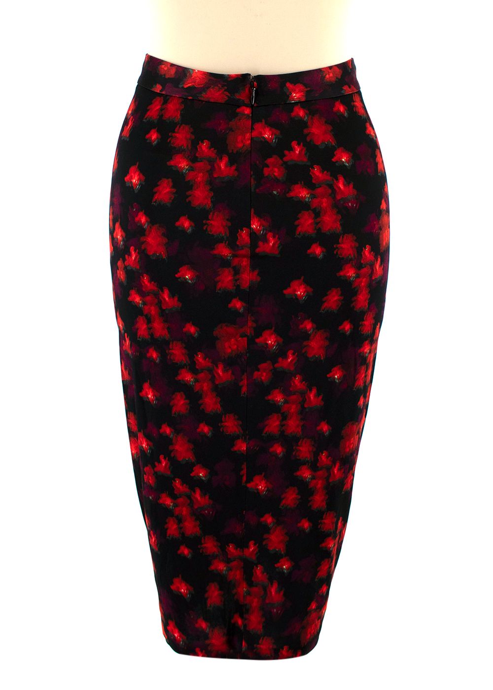 Preowned Givenchy Red and Black Floral Ruched Fitted Skirt Size XS red black viscose