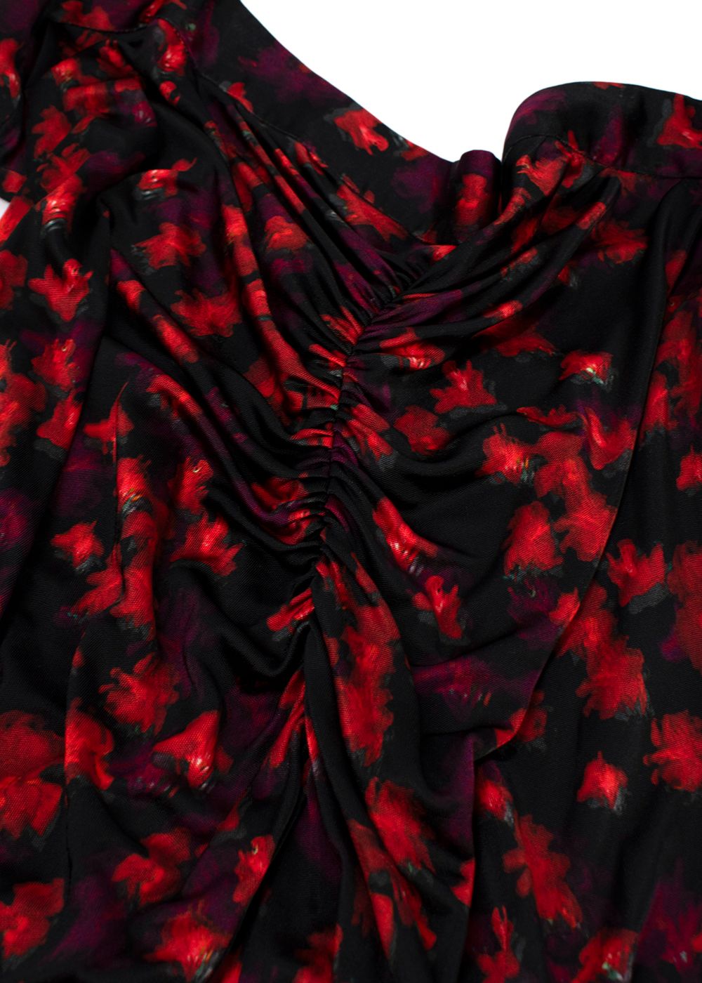 Preowned Givenchy Red and Black Floral Ruched Fitted Skirt Size XS red black viscose