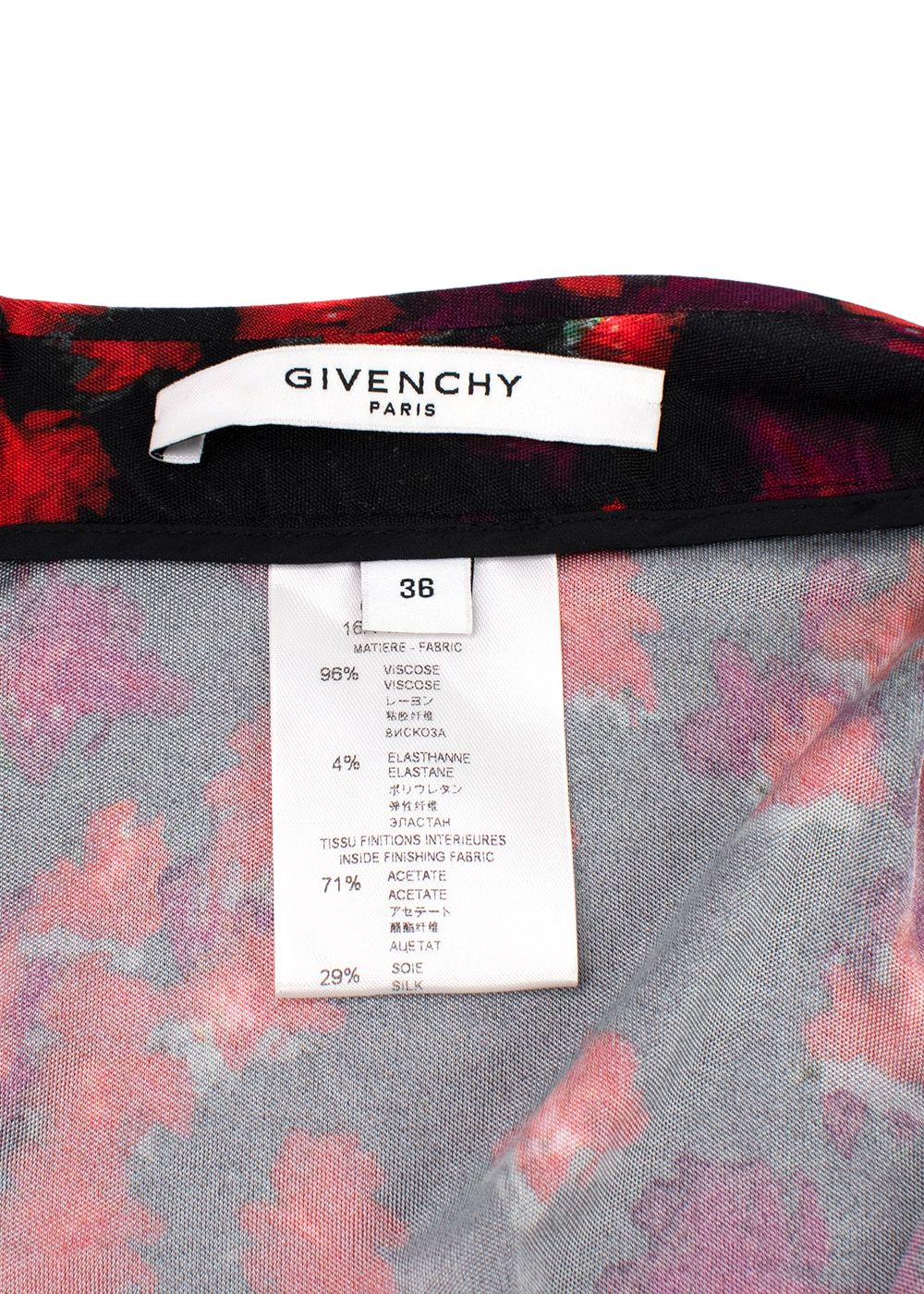 Preowned Givenchy Red and Black Floral Ruched Fitted Skirt Size XS red black viscose