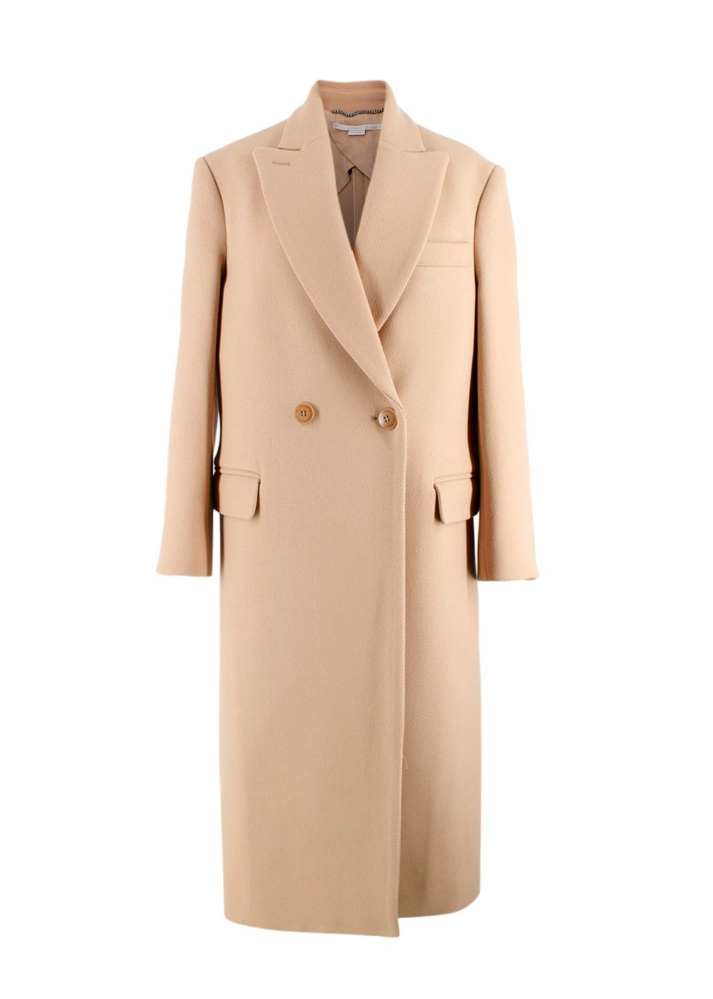 Stella McCartney Camel Longline Tailored Wool Coat Size XXS Camel Beige