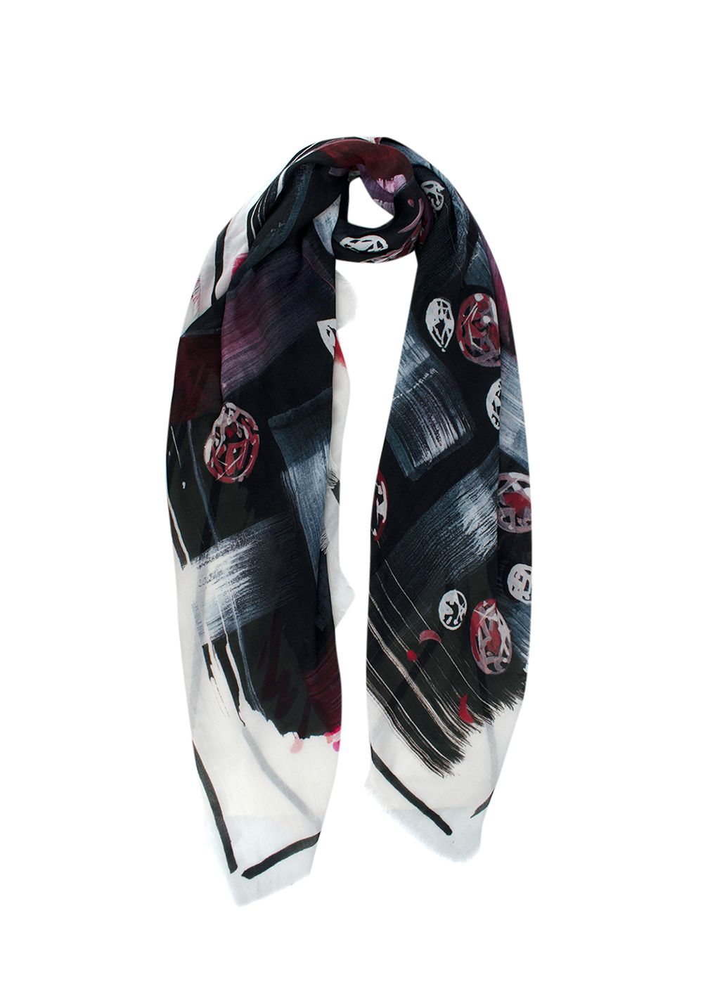 Chanel '23 Cashmere Tweed Print Scarf Black/White/Pink