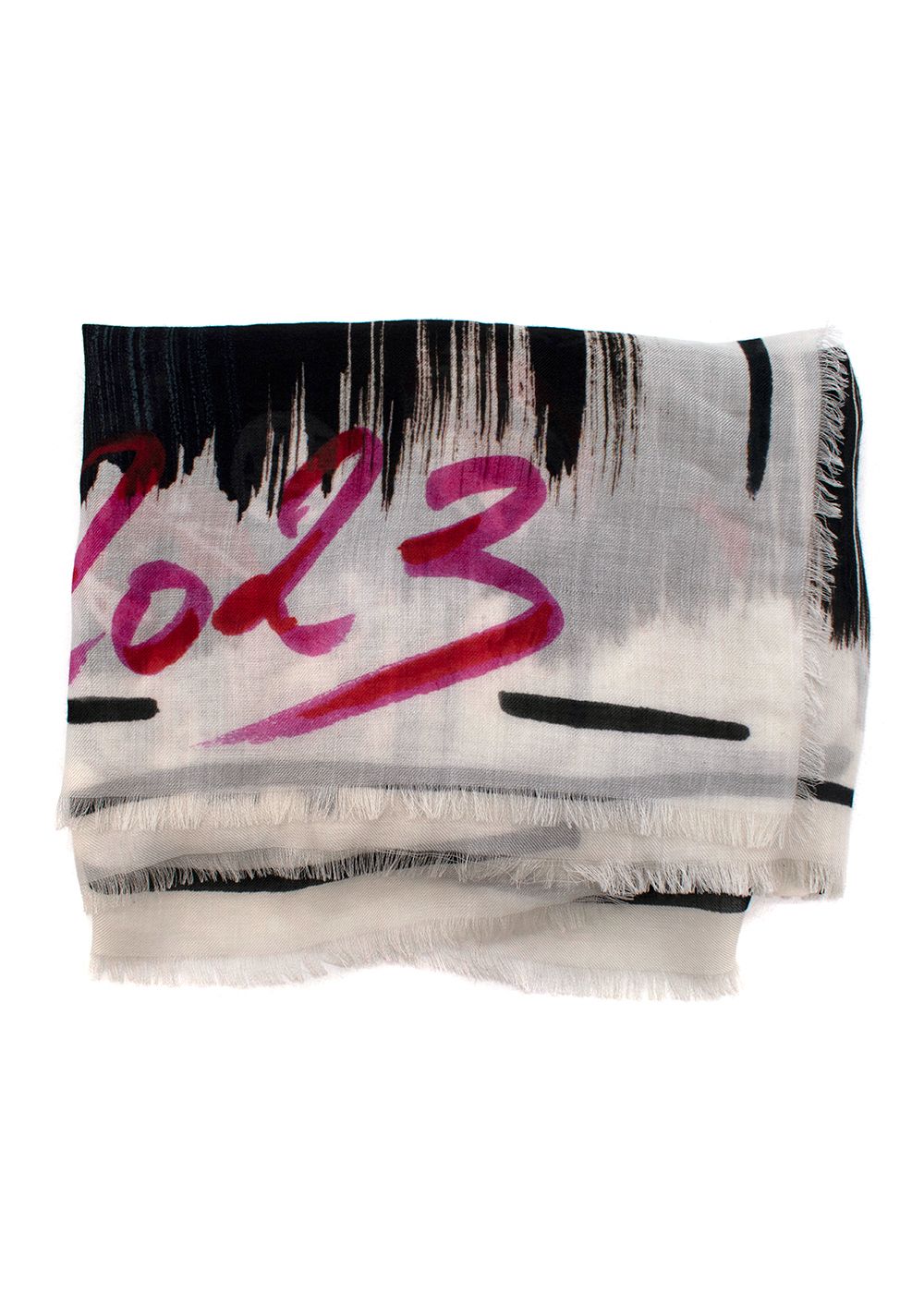 Chanel '23 Cashmere Tweed Print Scarf Black/White/Pink