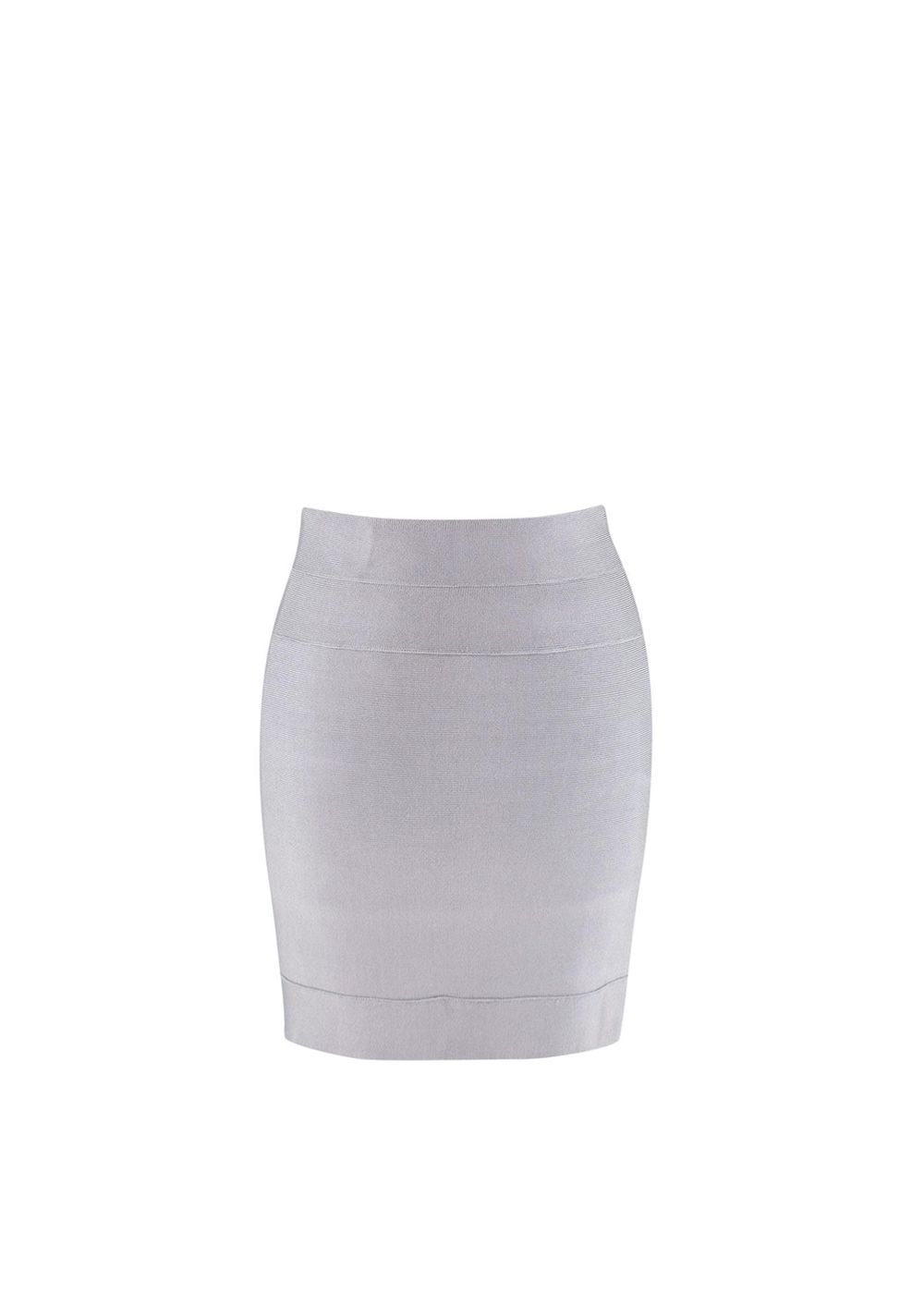 Preowned Herve Leger Dove Grey Stretch Knit Bandage Skirt Size S rayon blend