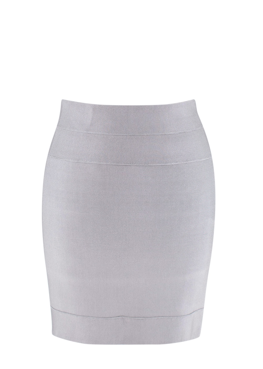 Preowned Herve Leger Dove Grey Stretch Knit Bandage Skirt Size S rayon blend