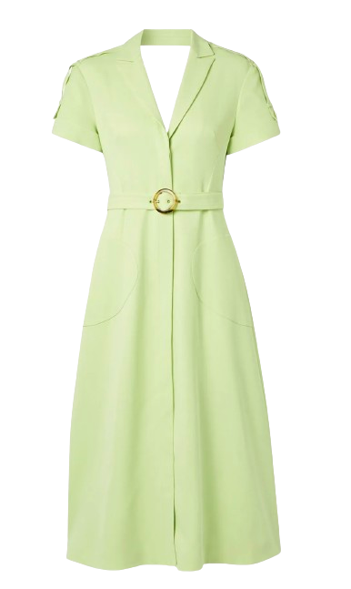 Jonathan Simkhai Lime Green Short Sleeve Belted Midi Dress Size XS viscose