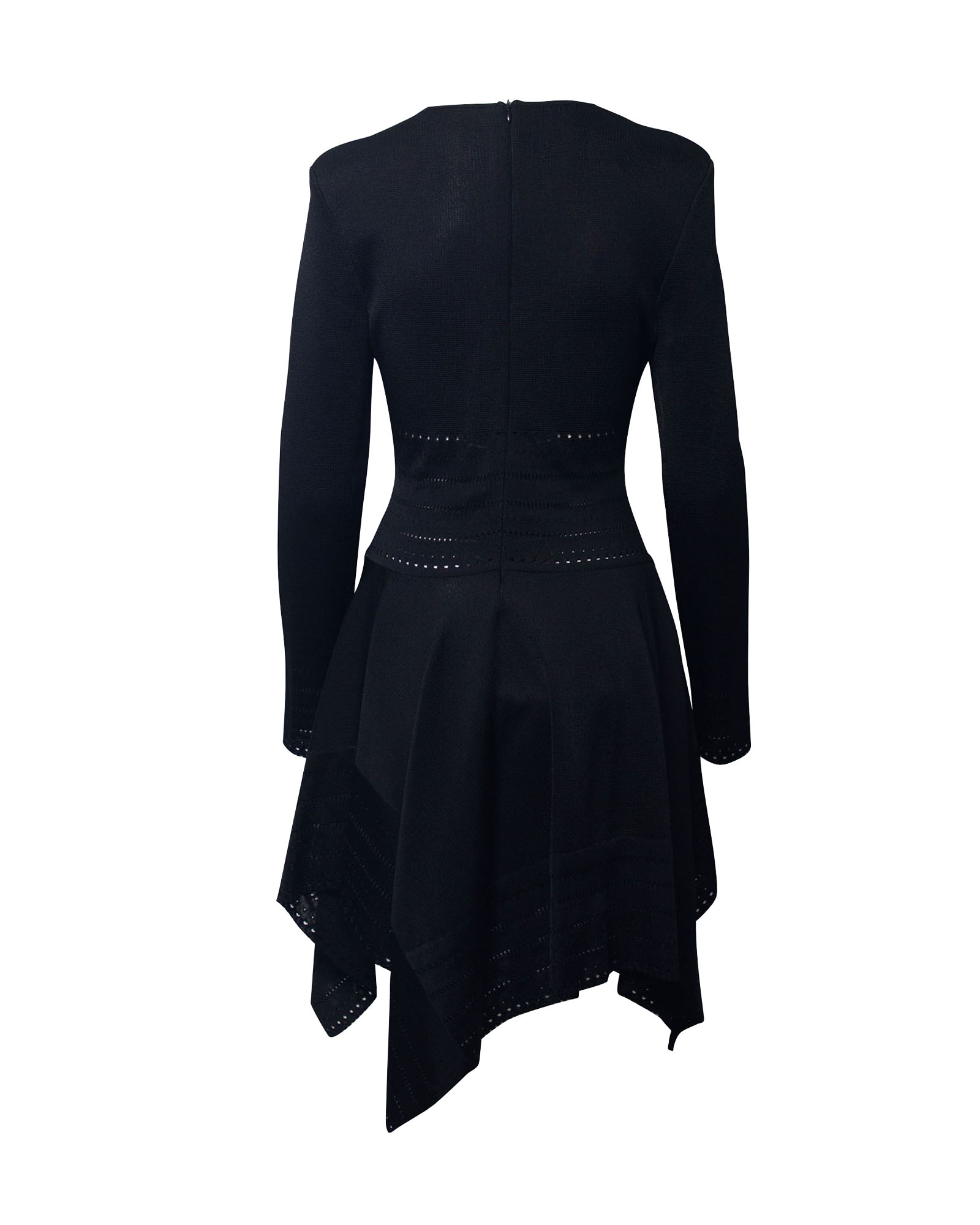 Preowned Alexandre Vauthier Black Waterfall Hem Dress Size XS viscose