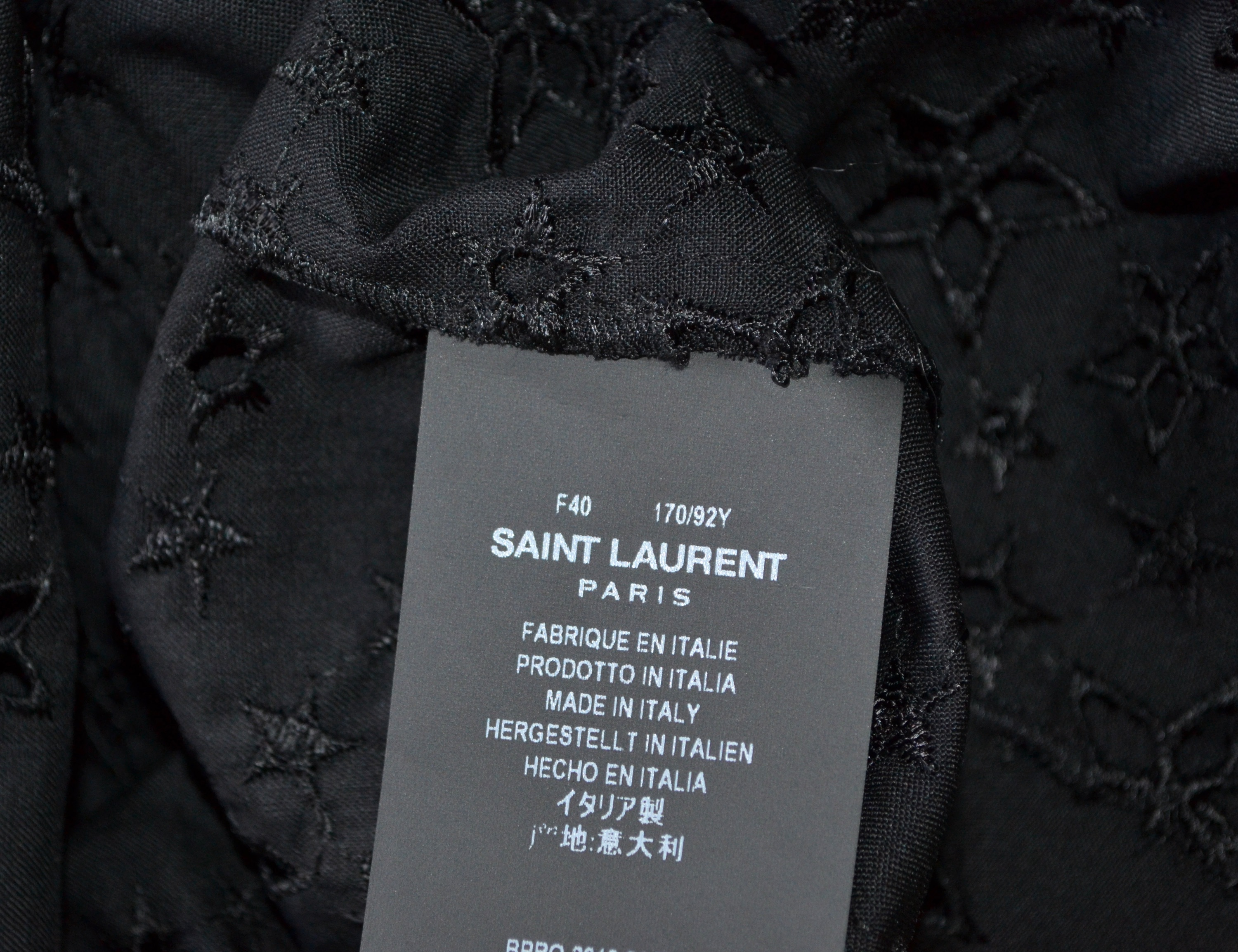 Saint Laurent Broderie Anglaise Sleeveless Blouse Size M black wool