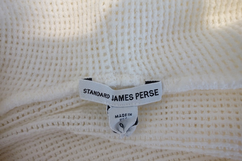 Preowned James Perse Ivory Mesh Knit Hooded Top Size M Cream cotton