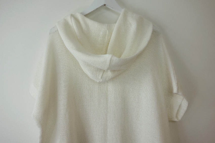 Preowned James Perse Ivory Mesh Knit Hooded Top Size M Cream cotton