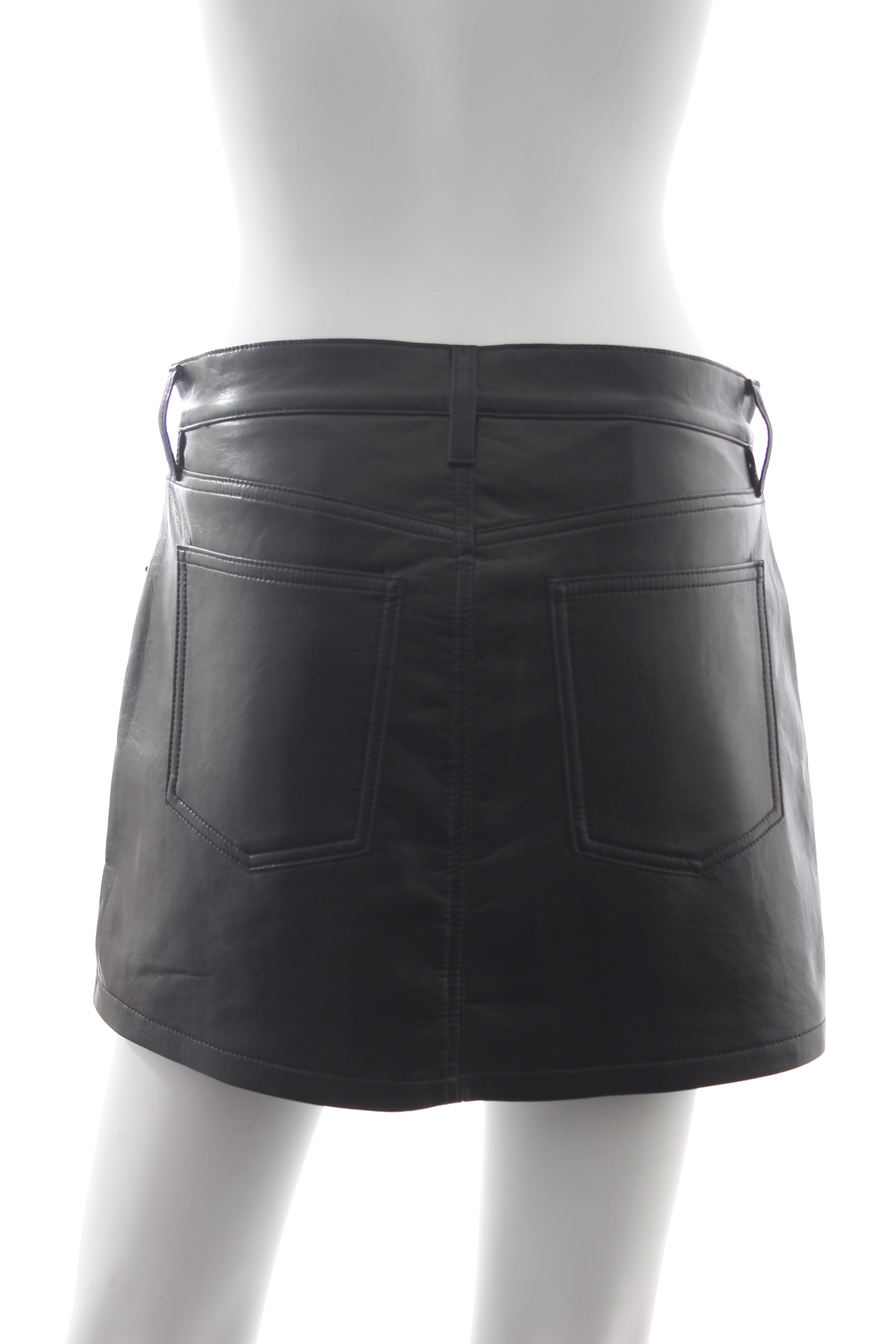 Preowned Agolde Black 'Liv' Recycled Leather Mini Skirt Size 26/66 recycled leather/polyurethane/viscose