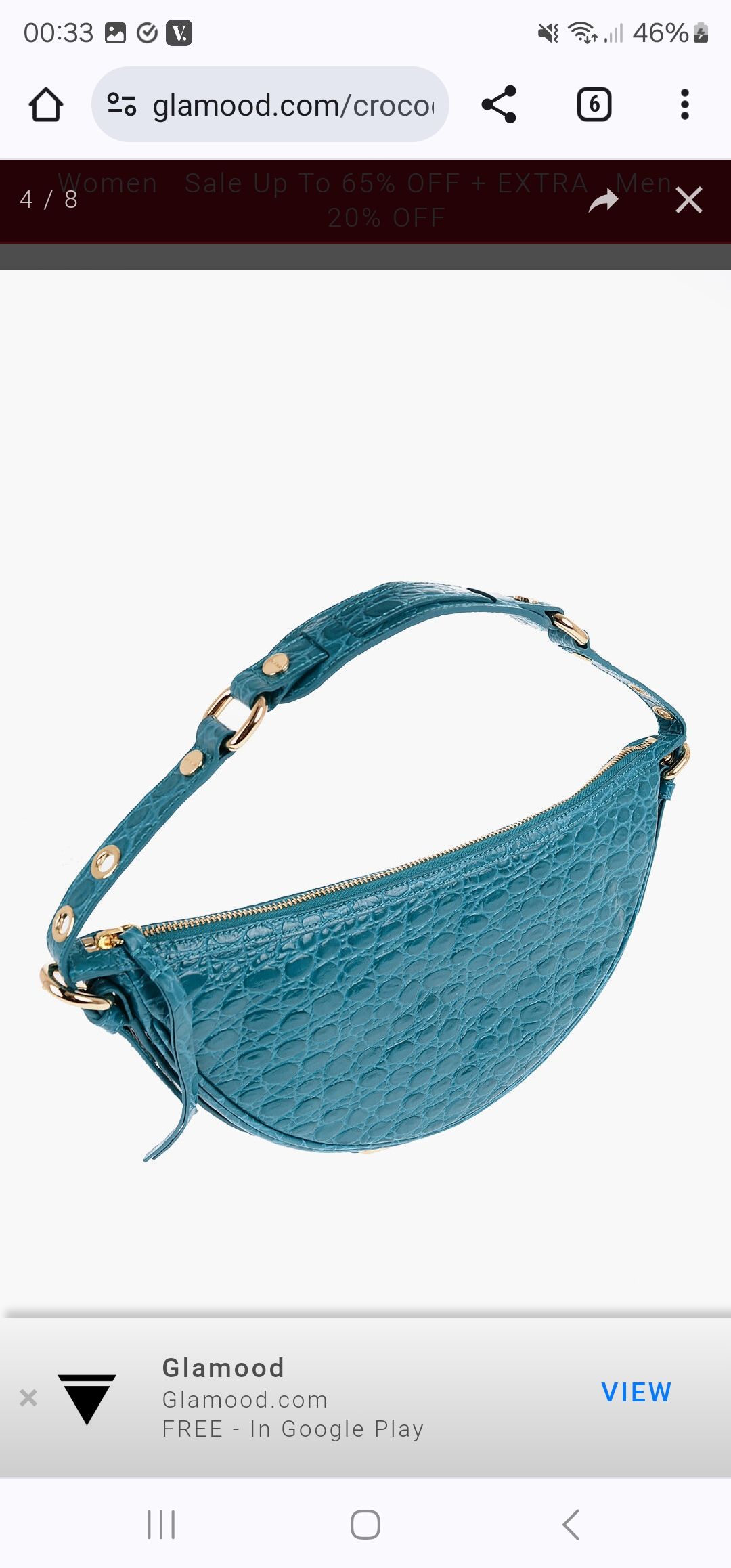 ByFar Turquoise Croc Embossed Shoulder Bag