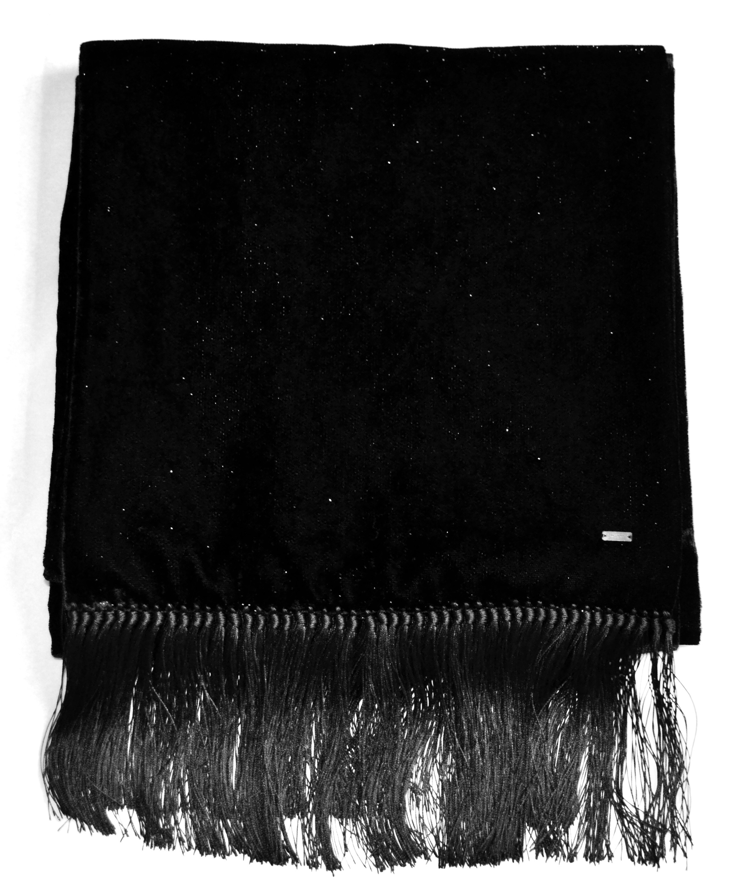 Saint Laurent Black Velvet Scarf viscose/metallised fibre