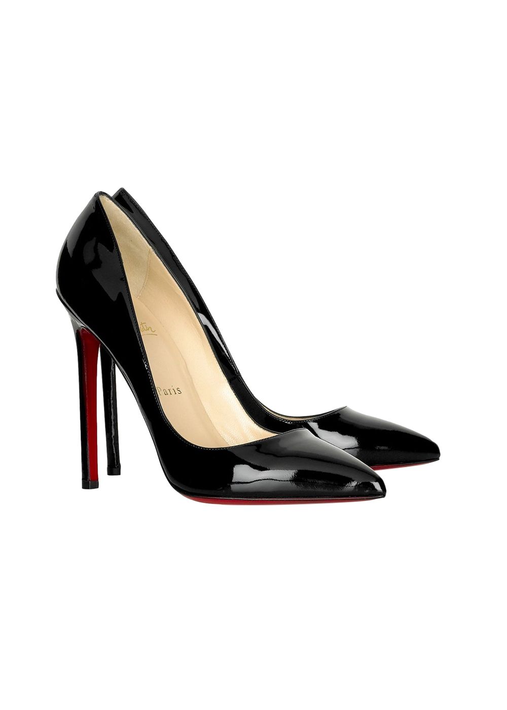 Preowned Christian Louboutin Black Patent 120mm Pumps Size 365 leather