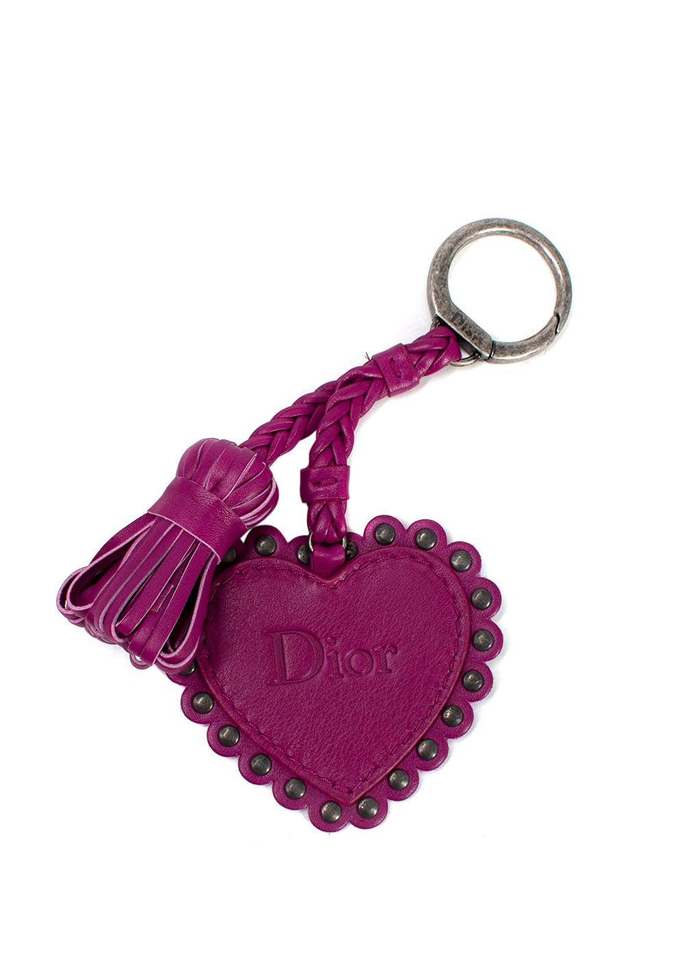 Dior Purple Leather Heart Keychain