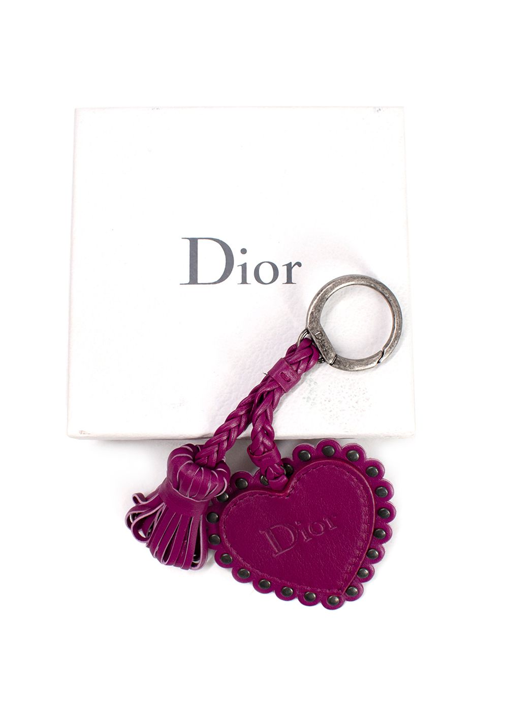 Dior Purple Leather Heart Keychain