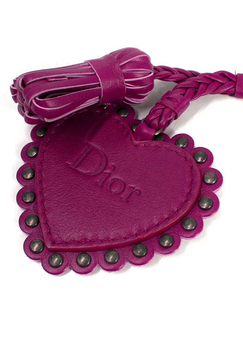 Dior Purple Leather Heart Keychain