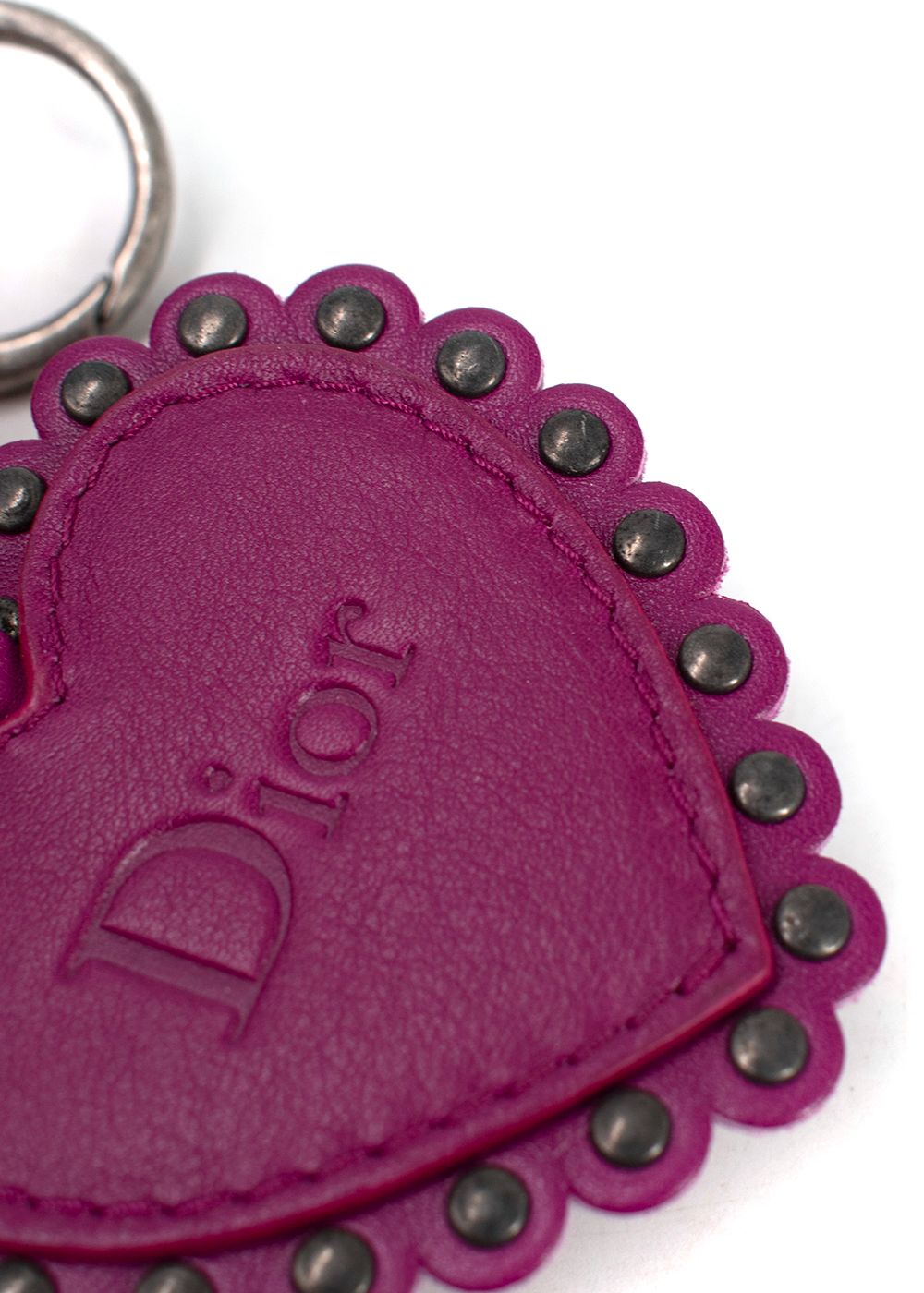 Dior Purple Leather Heart Keychain