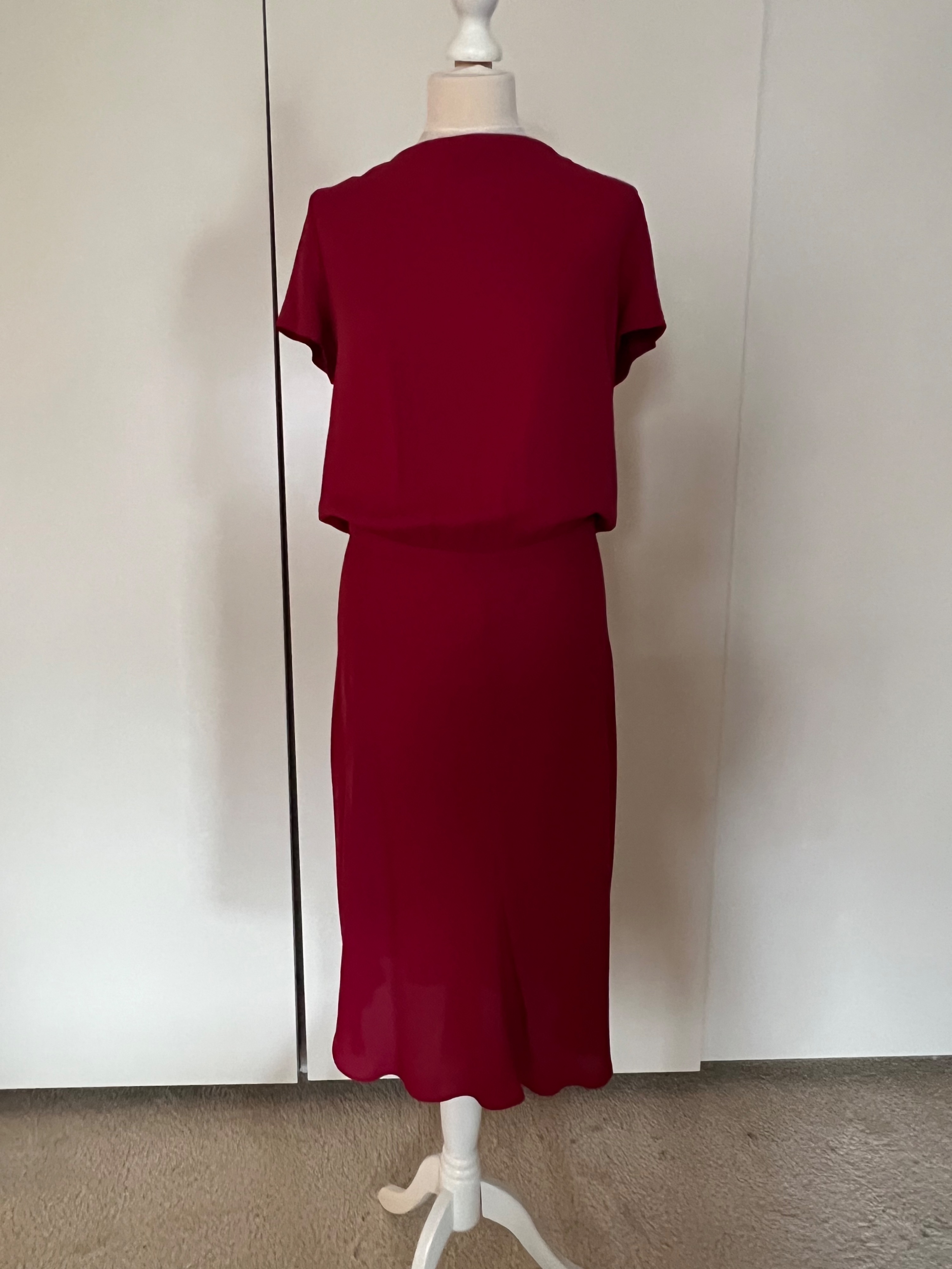 Preowned Gucci Red Low Tie Back Dress Size M Pink silk