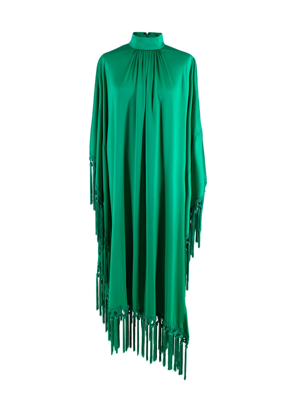 Andrew GN Tasseled gathered silk-blend satin gown Size XS Emerald Green silk