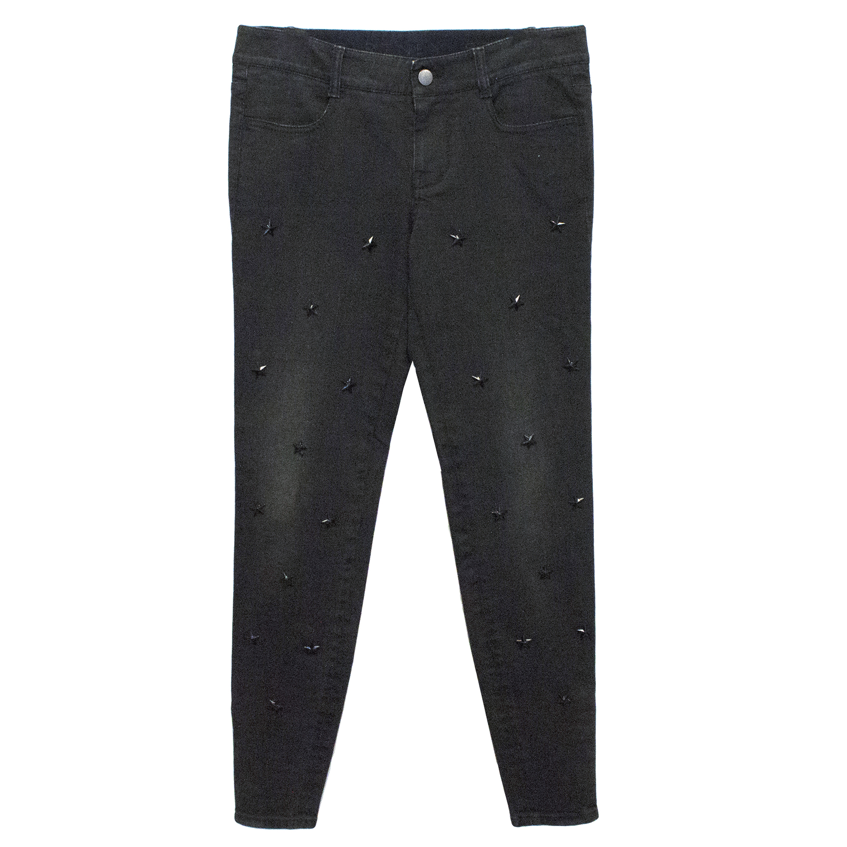 Preowned Stella McCartney Grey/Black Jeans With Star Embellishment Size 27/69 Black denim