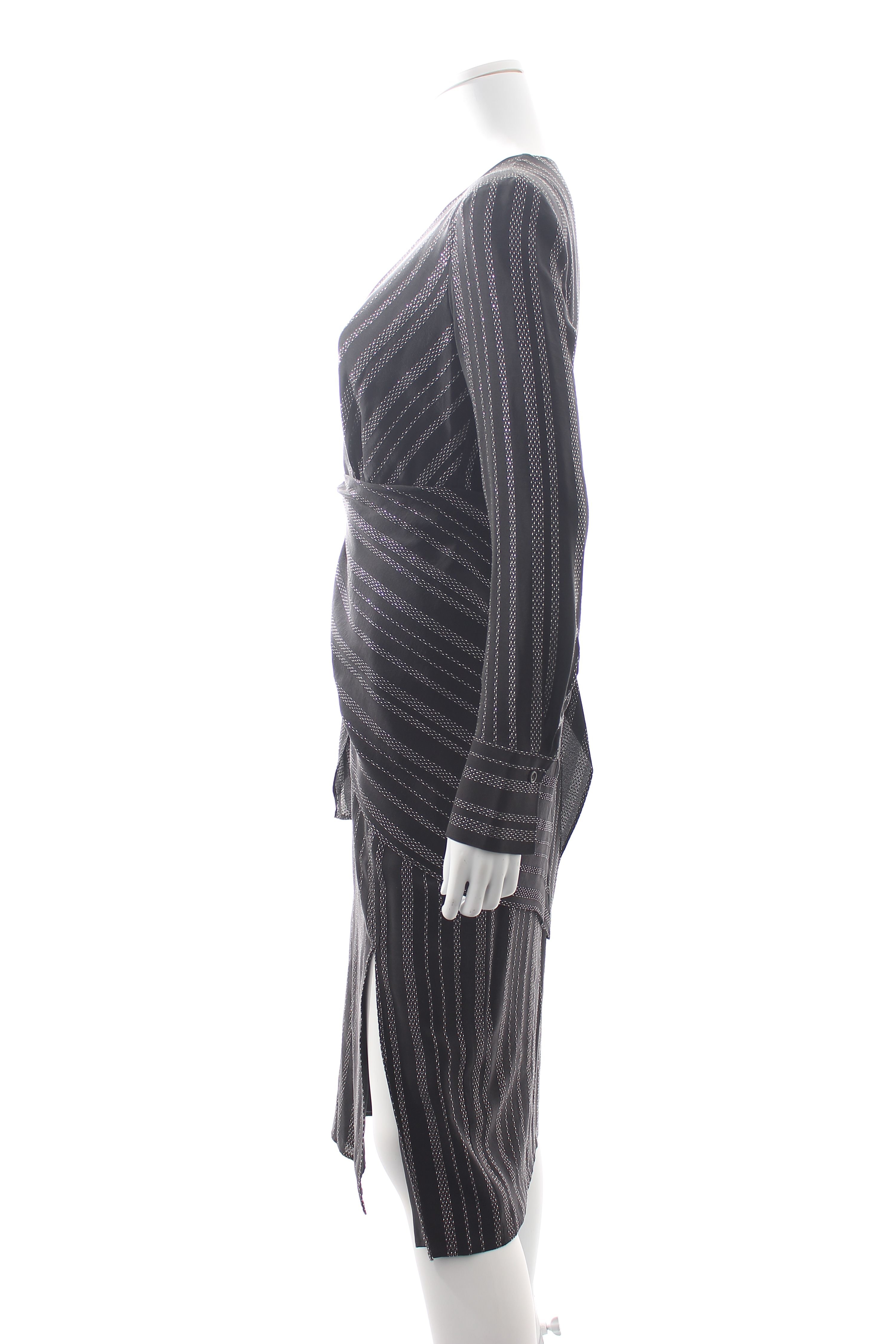 Preowned Altuzarra Black Metallic Sade Draped Dress Size S silk/polyamide/polyester