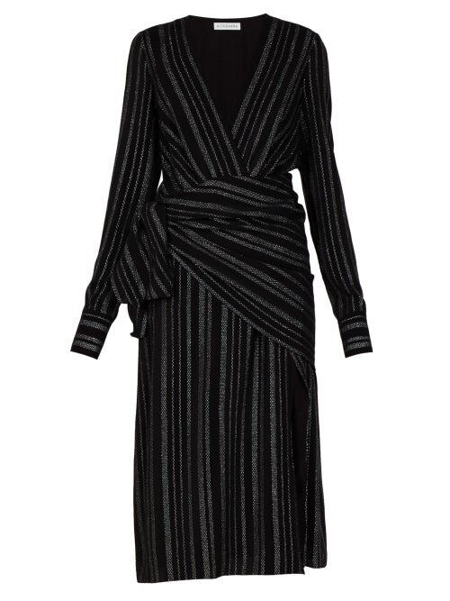 Preowned Altuzarra Black Metallic Sade Draped Dress Size S silk/polyamide/polyester