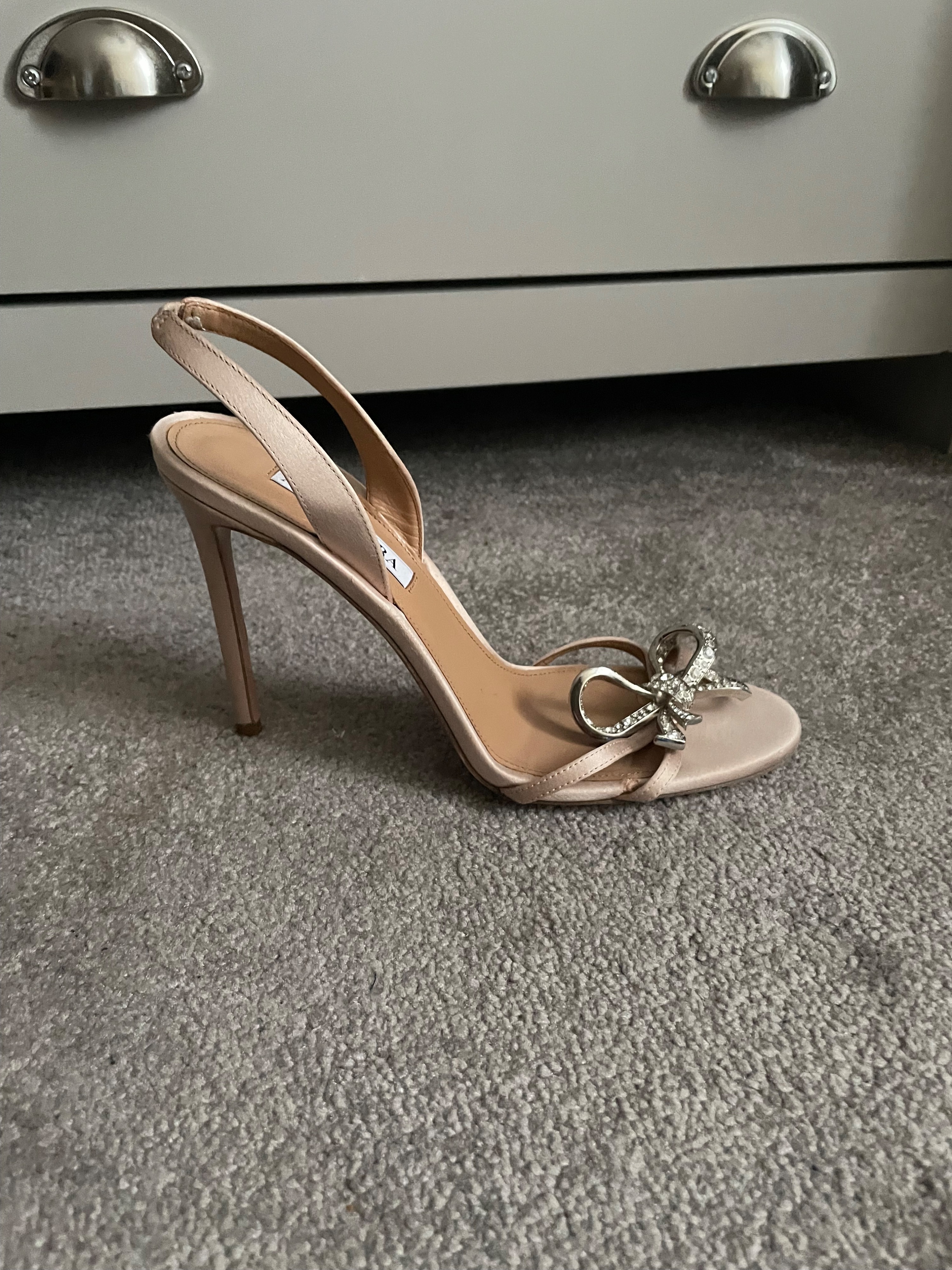 Preowned Aquazzura Aquazzurra Pink Babe Embellished Sandals Size 40 Pale pink satin