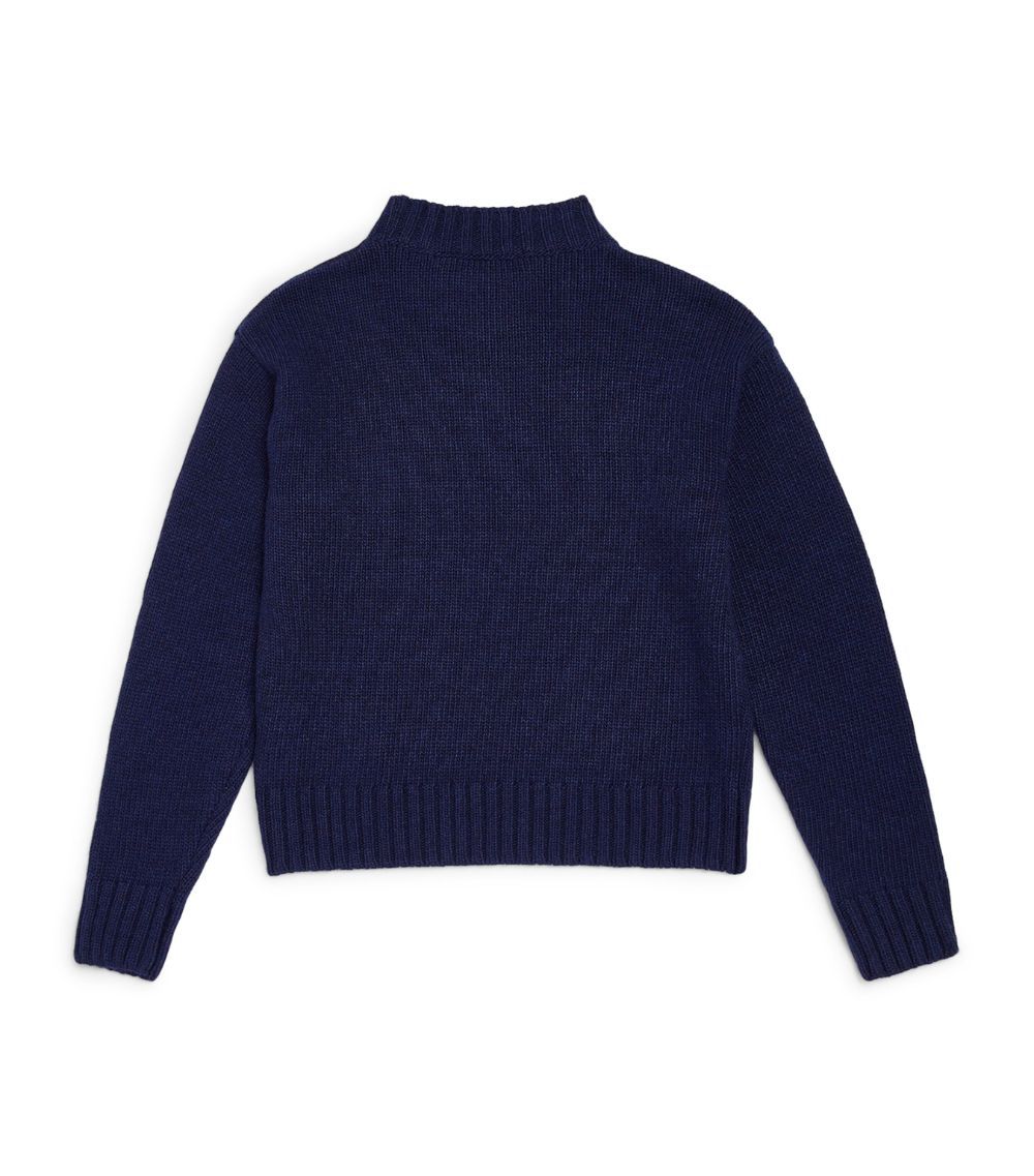 Boys Ermanno Scervino Kids Navy Logo Patch Crew Neck Jumper Size 6 Years polyamide/viscose/wool