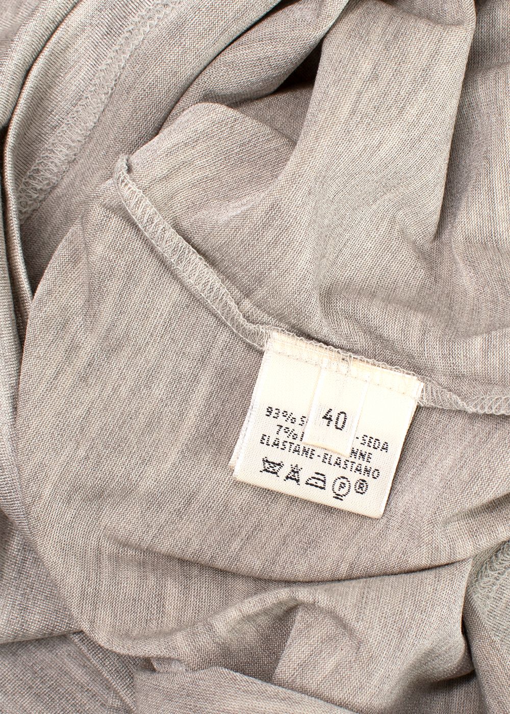 Hermes Light Grey Silk Long Sleeve Top Size M